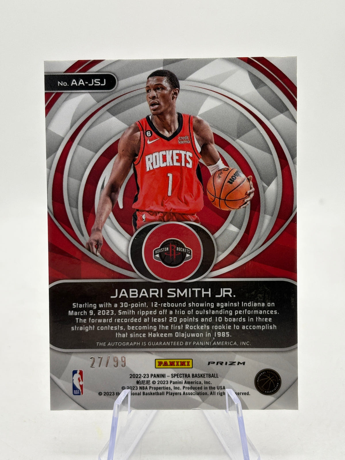 2022-23 Panini Spectra - #AA-JSJ Jabari Smith Jr. Aspiring Auto /99 FRENLY BRICKS - Open 7 Days image 2
