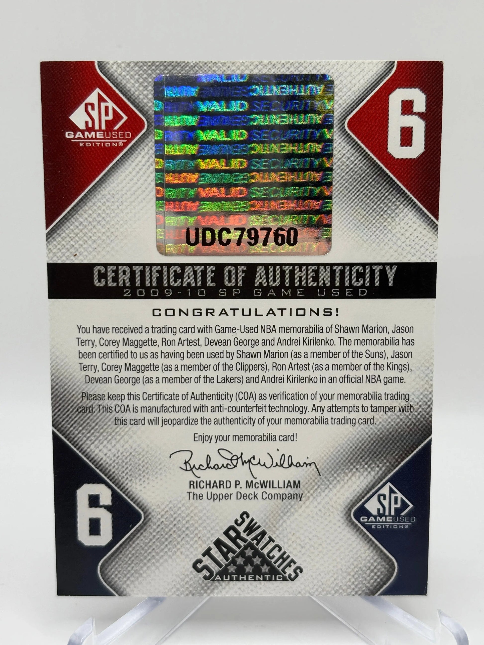 2009 SP Game Used 6 Star Swatches /65 - Ron Artest, Shawn Marion + more FRENLY BRICKS - Open 7 Days
