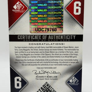 2009 SP Game Used 6 Star Swatches /65 - Ron Artest, Shawn Marion + more FRENLY BRICKS - Open 7 Days