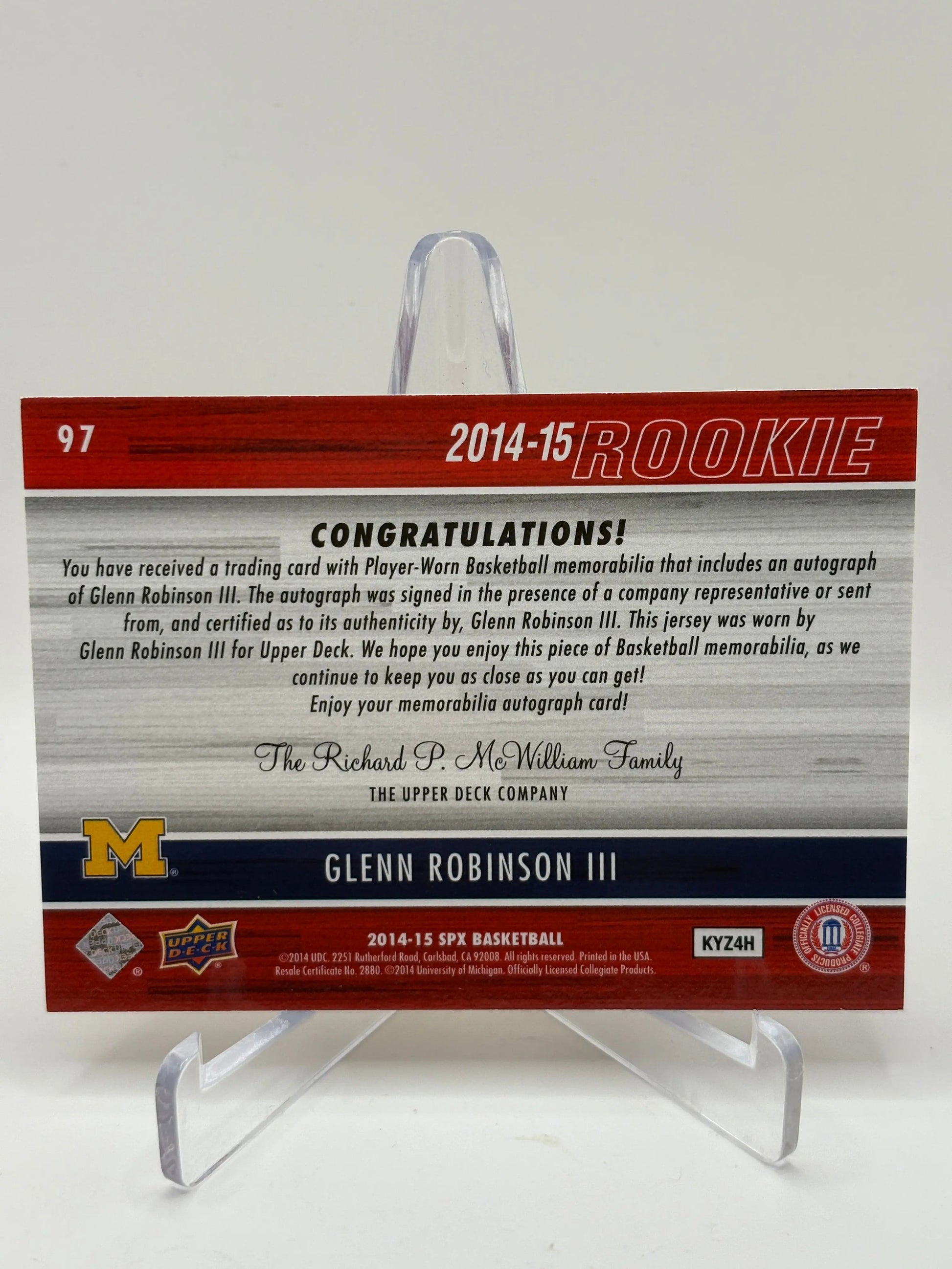 2014-15 SPX Basketball - Glenn Robinson III RPA /499 Rookie Auto FRENLY BRICKS - Open 7 Days