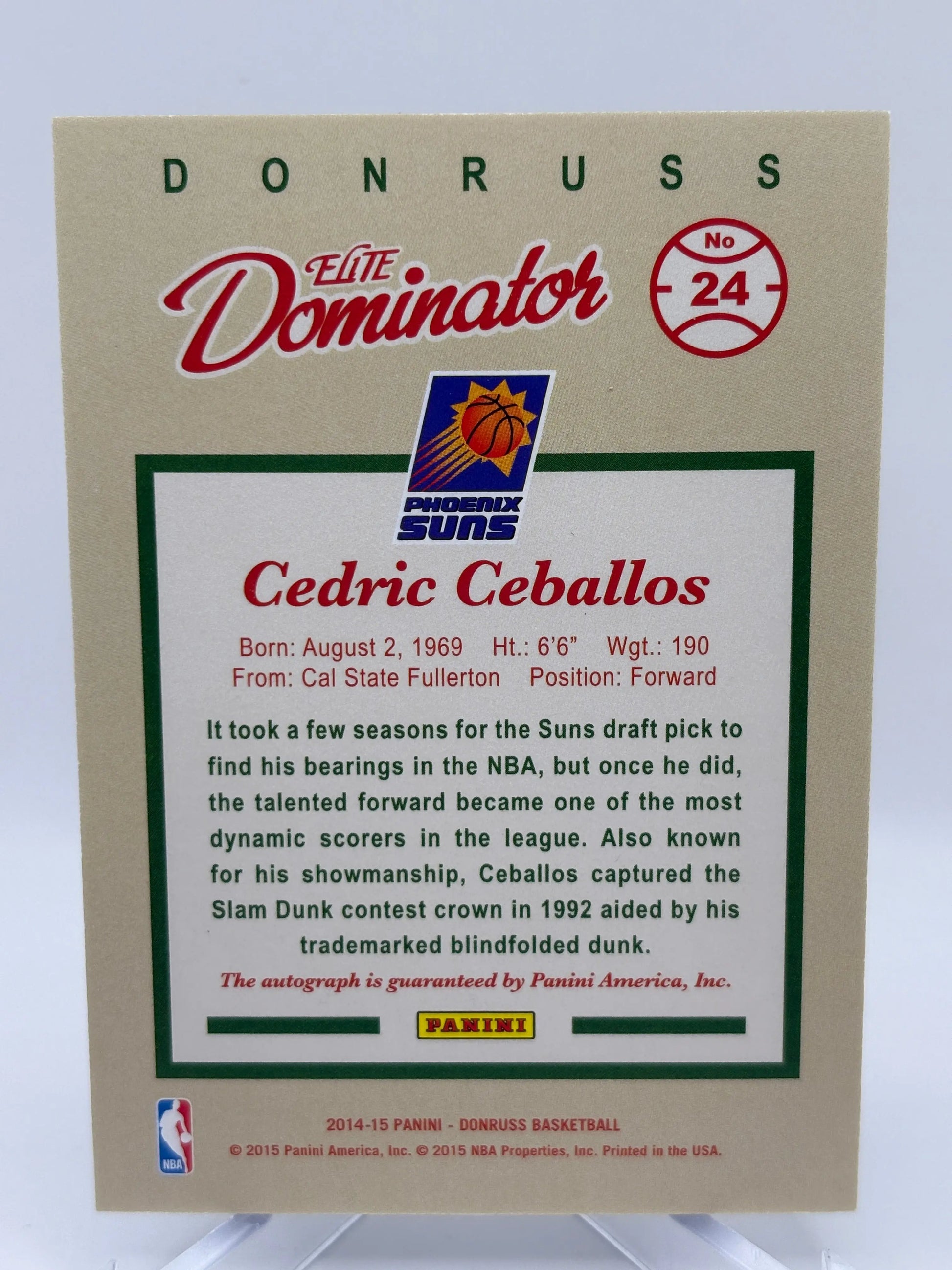 2014-15 Panini Donruss Basketball #24 Cedric Ceballos Auto /149 Elite Dominators FRENLY BRICKS - Open 7 Days