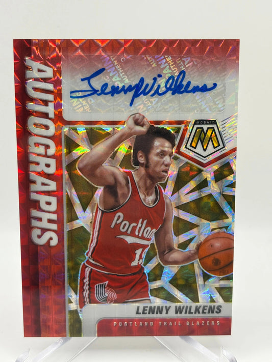 2020-21 Panini Mosaic Basketball #AM-LWI Lenny Wilkens Auto Red Yellow FRENLY BRICKS - Open 7 Days