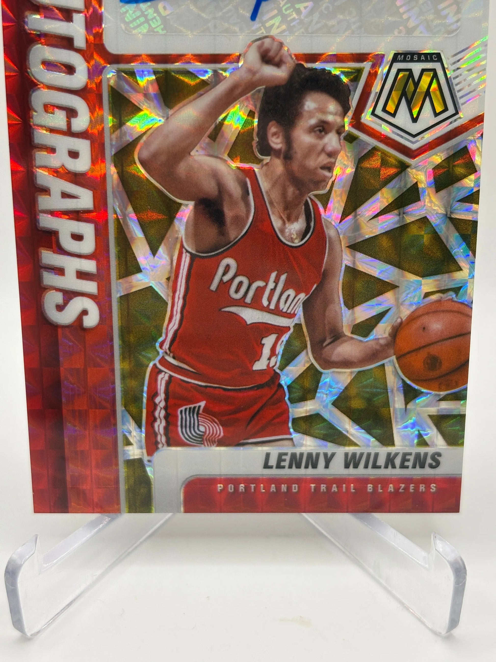 2020-21 Panini Mosaic Basketball #AM-LWI Lenny Wilkens Auto Red Yellow FRENLY BRICKS - Open 7 Days