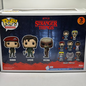 Funko POP! Television Stranger Things 3 Pack Robin, Steve, Vecna FRENLY BRICKS - Open 7 Days
