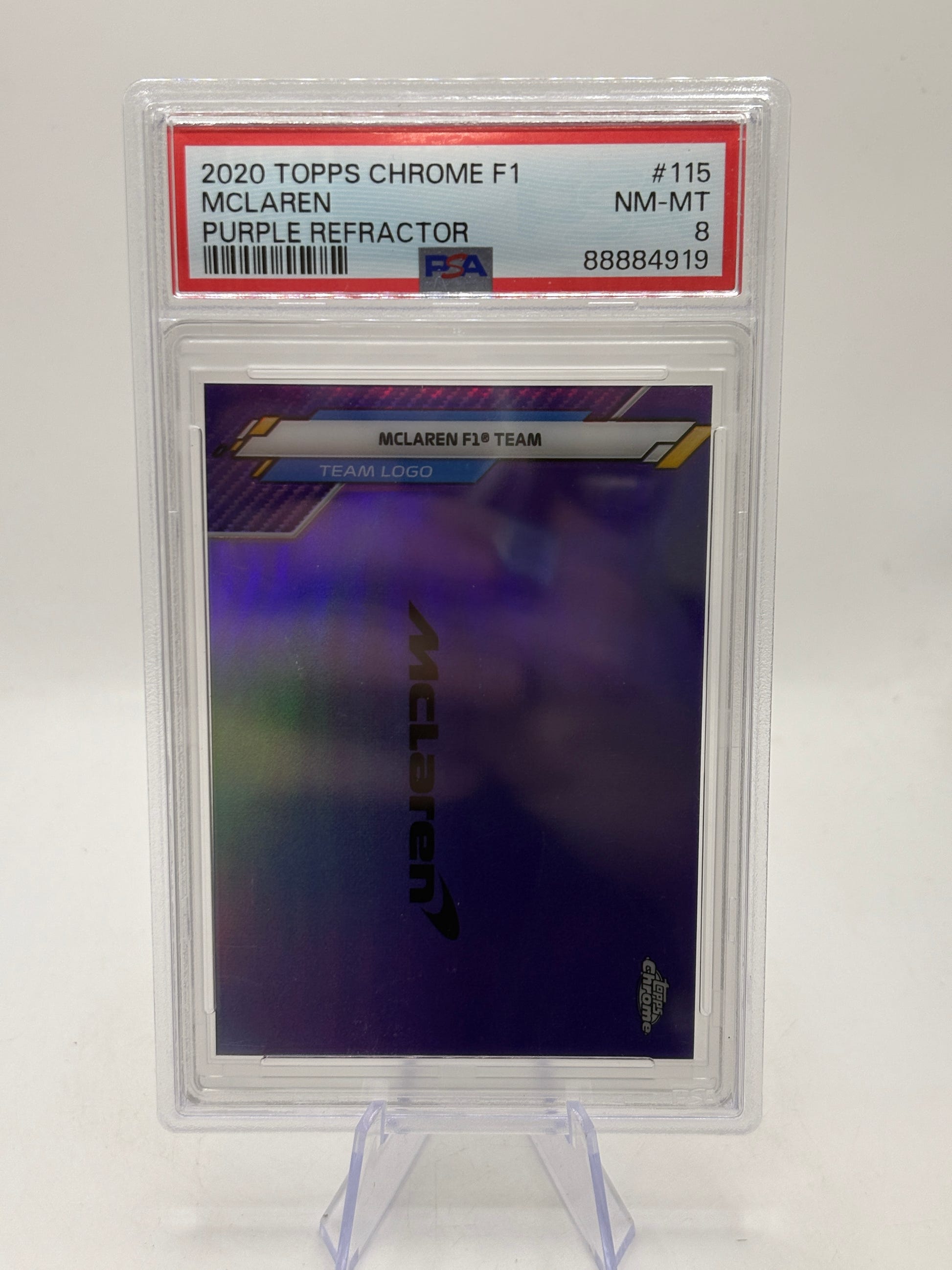 2020 Topps Chrome F1 #115 Mclaren Purple Refractor /399 PSA 8 image 1