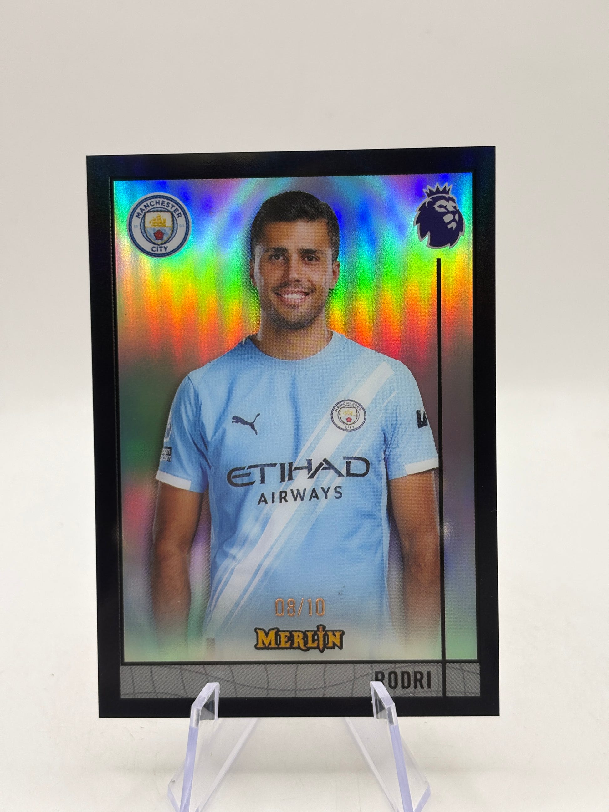 Rodri 2026 Topps Merlin Premier League #M-32 Black Refractor 1996 /10 image 1