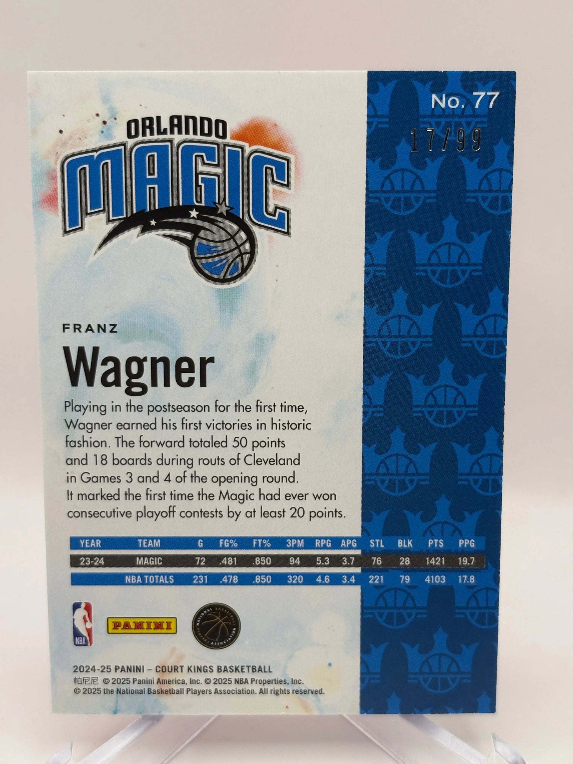 2024-25 Panini Court Kings Basketball #77 Franz Wagner /99 Pink FRENLY BRICKS - Open 7 Days