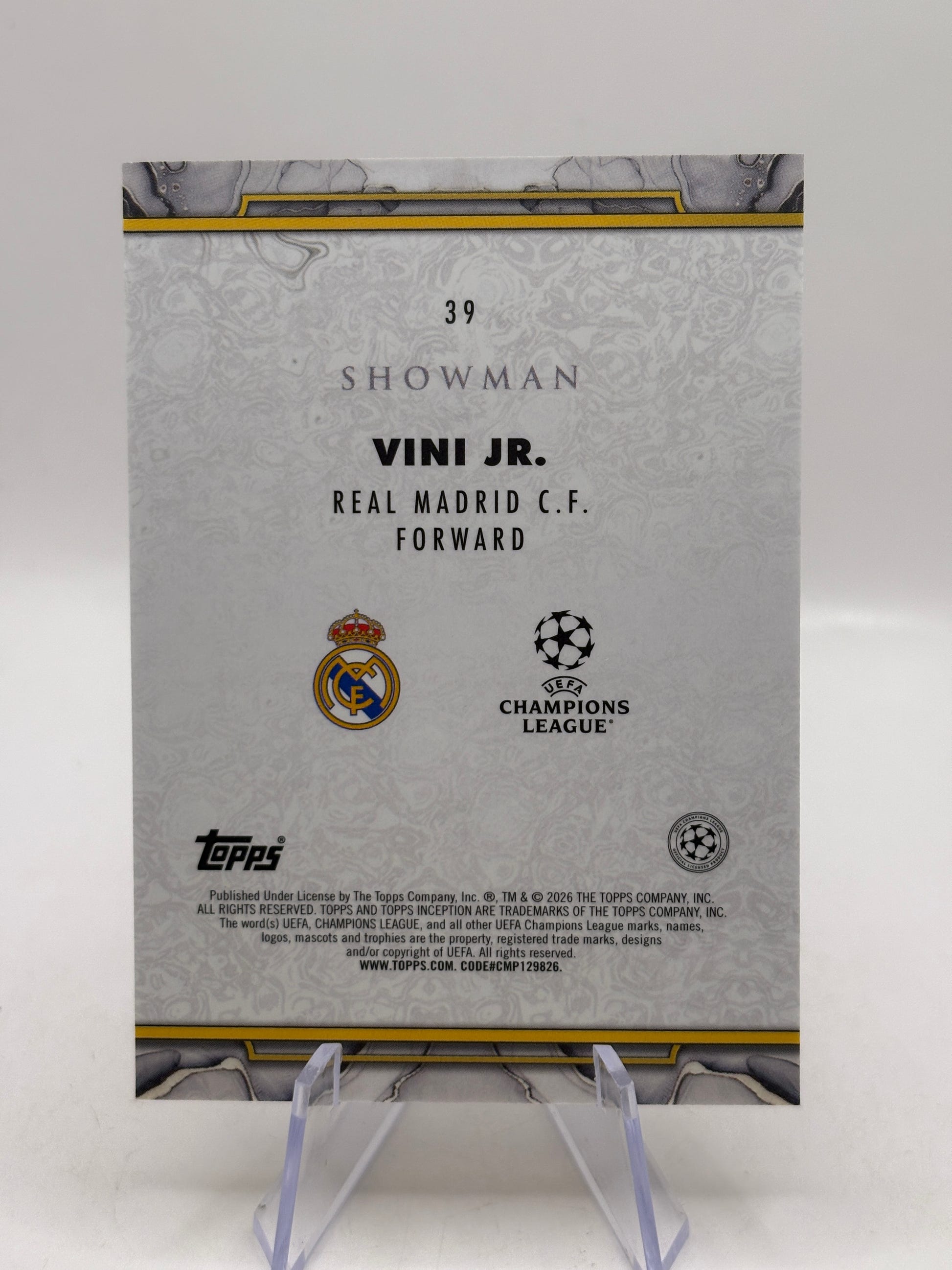 Topps Inception #39 Showman Vini Jr. 4/5 Orange Real Madrid image 2