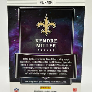 2023 Panini Origins Football #RAKMI Kendre Miller Rookie Auto on Card FRENLY BRICKS - Open 7 Days