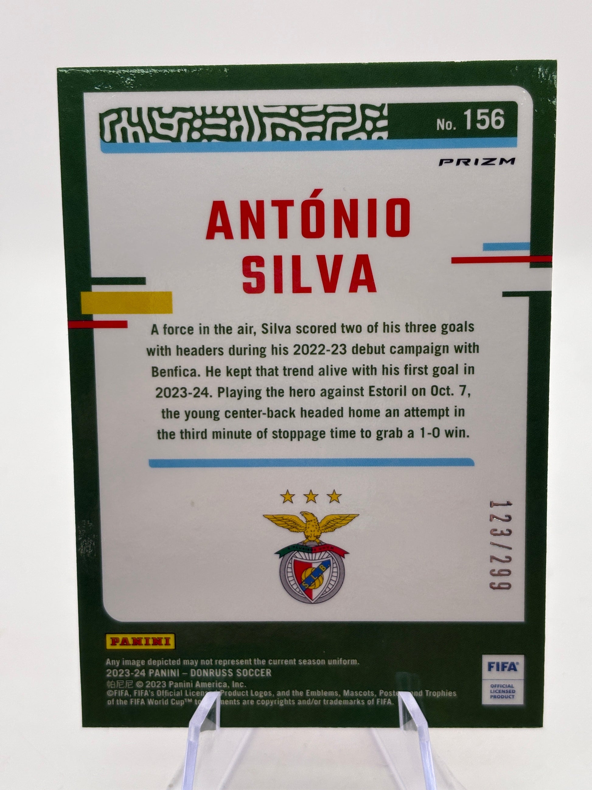 2023-24 Panini Donruss FIFA Optic Red Prizm /299 Antonio Silva #156 FRENLY BRICKS - Open 7 Days