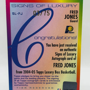 2004-05 Topps Luxury Box Basketball Fred Jones Auto /75 #SL-FJ FRENLY BRICKS - Open 7 Days