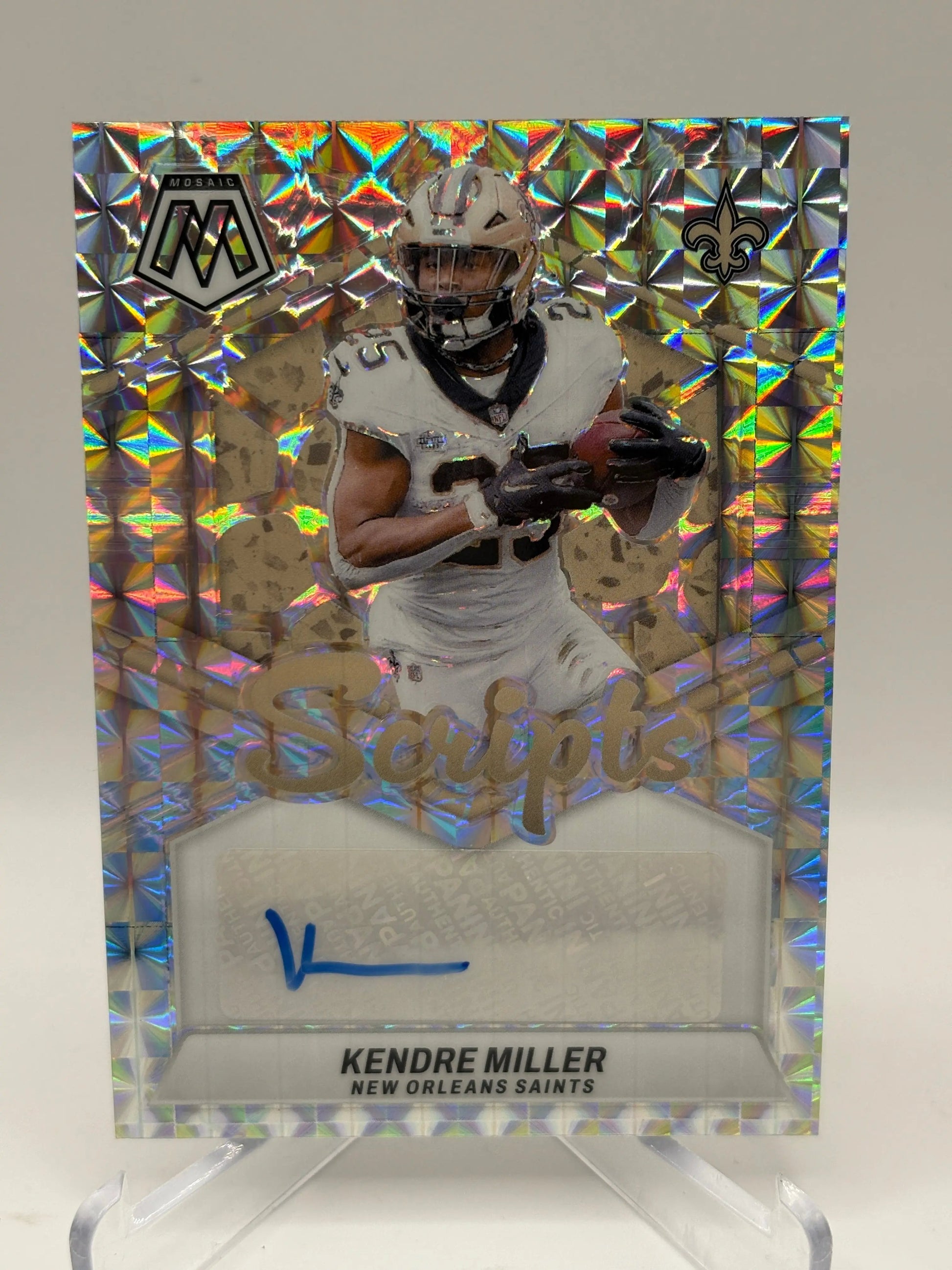 2024 Panini Mosaic Football #SC-SMI Kendre Miller Scripts Auto Silver FRENLY BRICKS - Open 7 Days