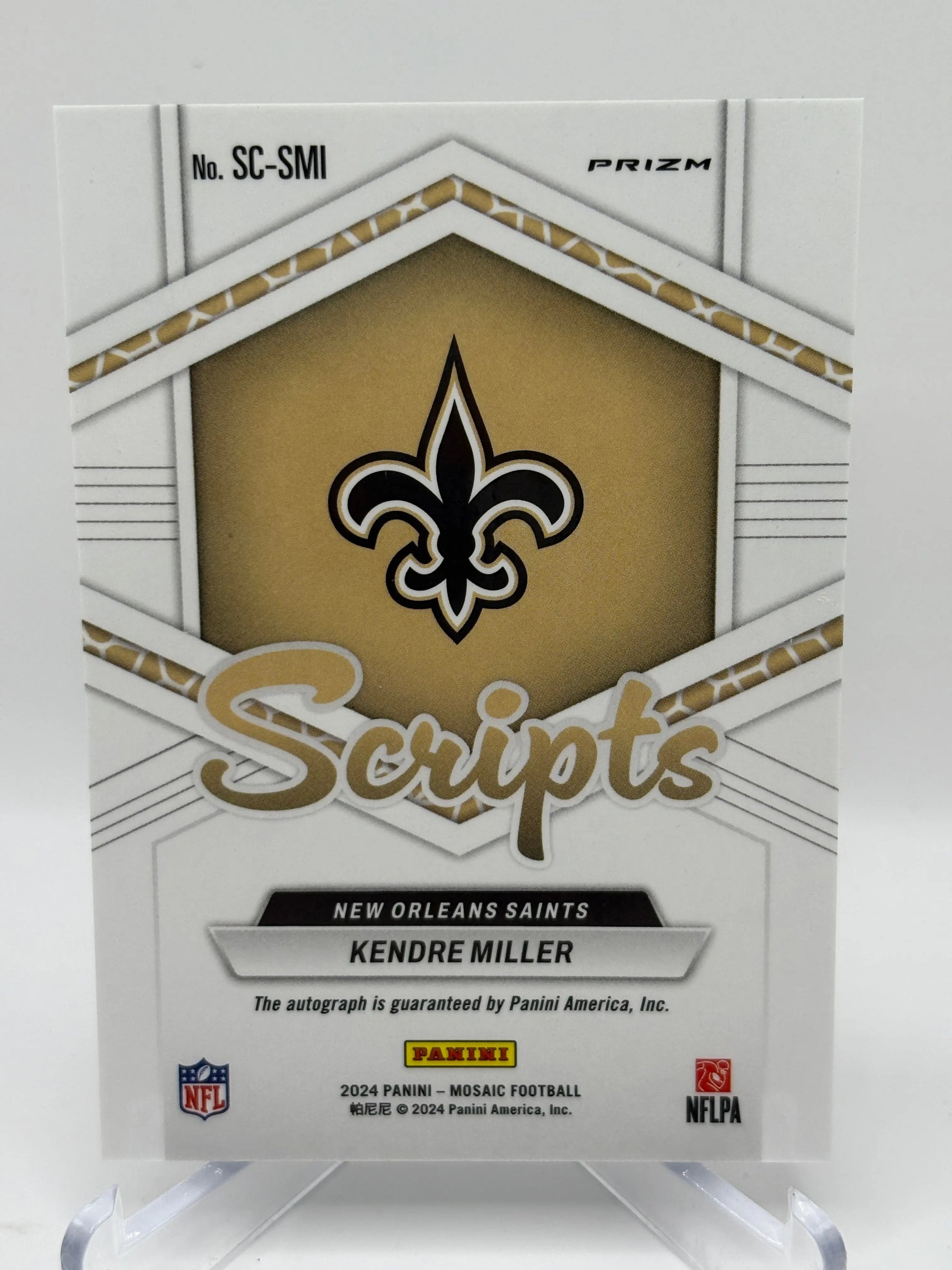 2024 Panini Mosaic Football #SC-SMI Kendre Miller Scripts Auto Silver FRENLY BRICKS - Open 7 Days