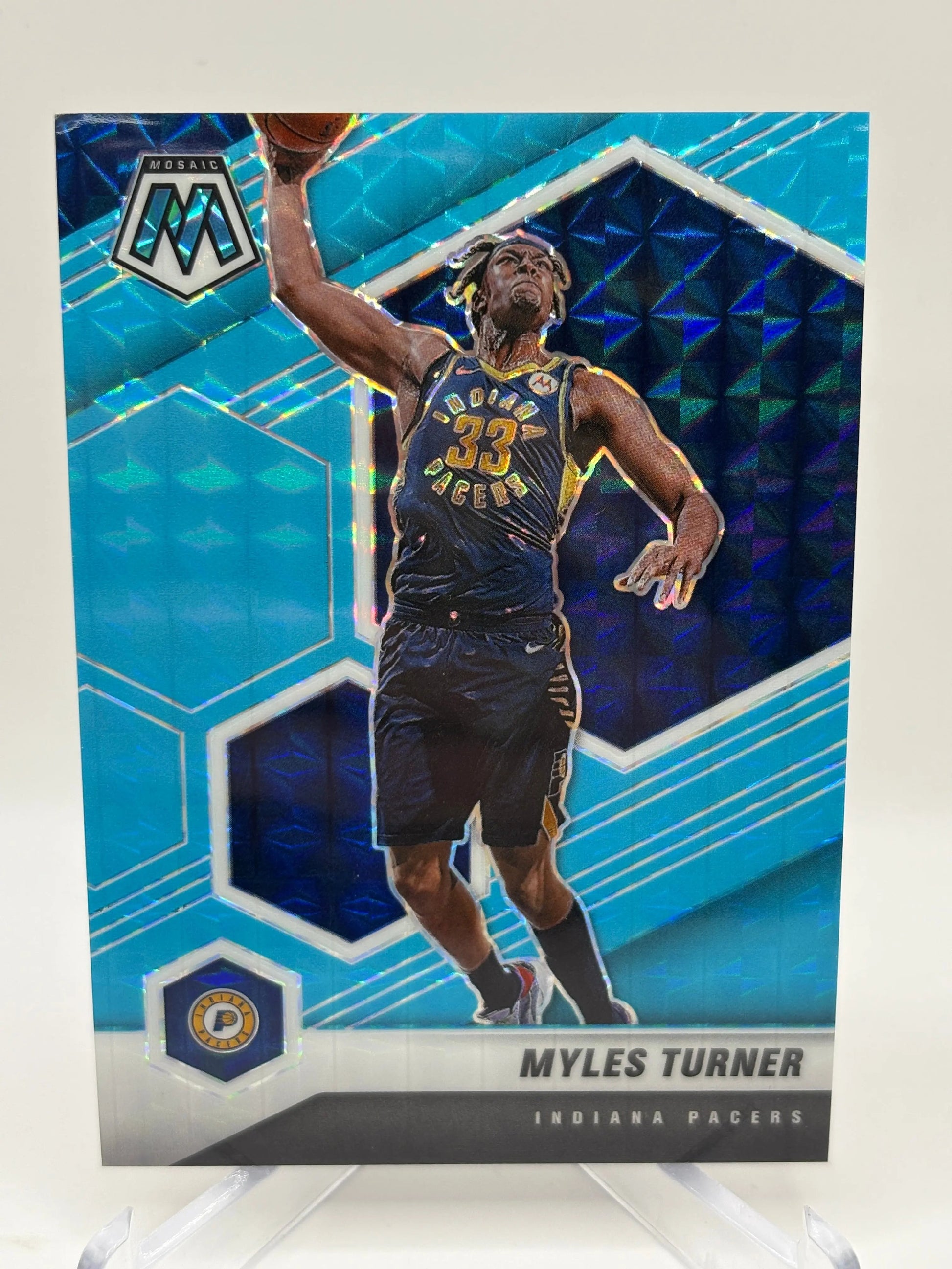 2020-21 Panini Mosaic Basketball #25 Myles Turner /15 Fluorescent Blue Prizm FRENLY BRICKS - Open 7 Days
