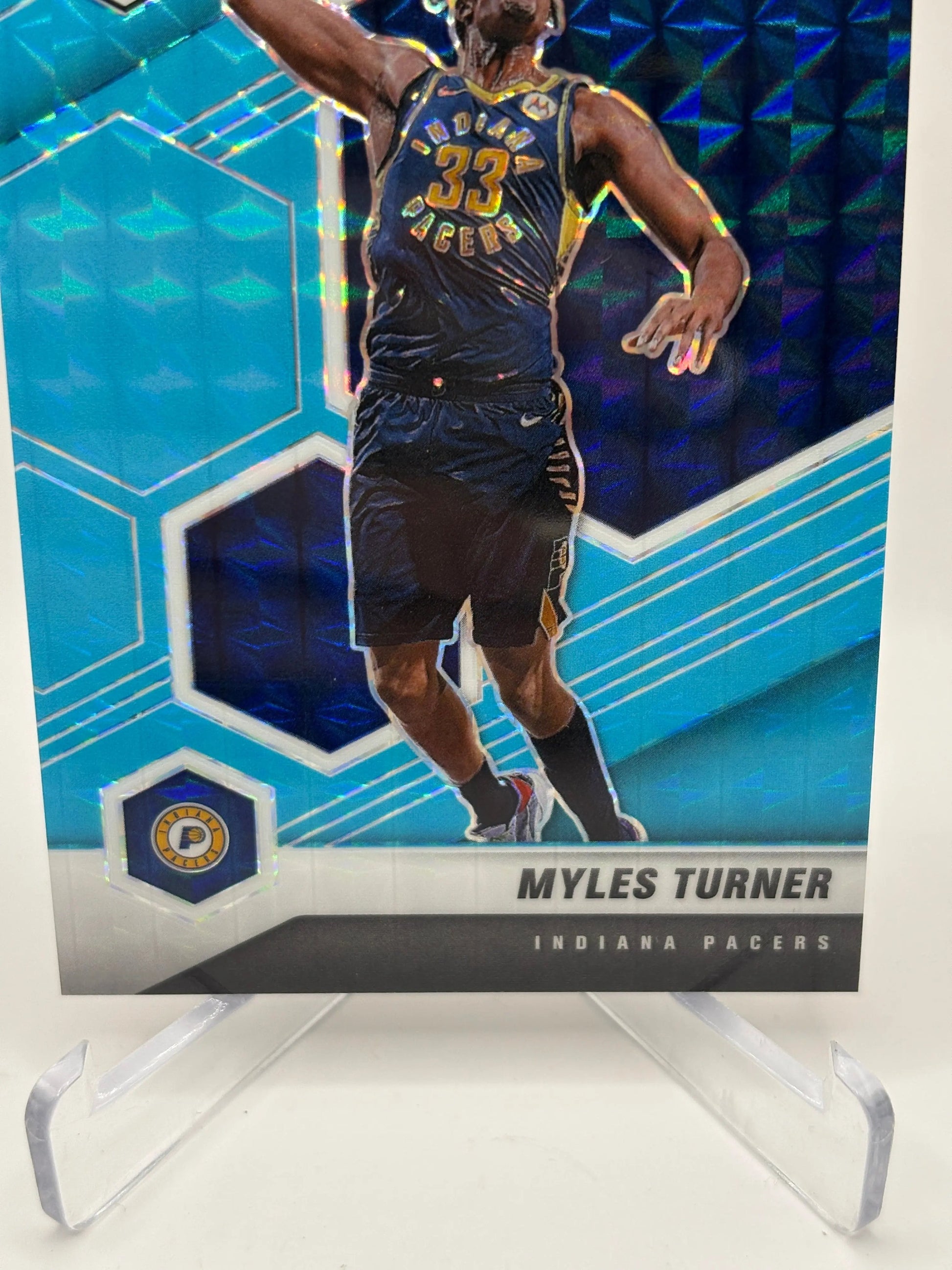 2020-21 Panini Mosaic Basketball #25 Myles Turner /15 Fluorescent Blue Prizm FRENLY BRICKS - Open 7 Days