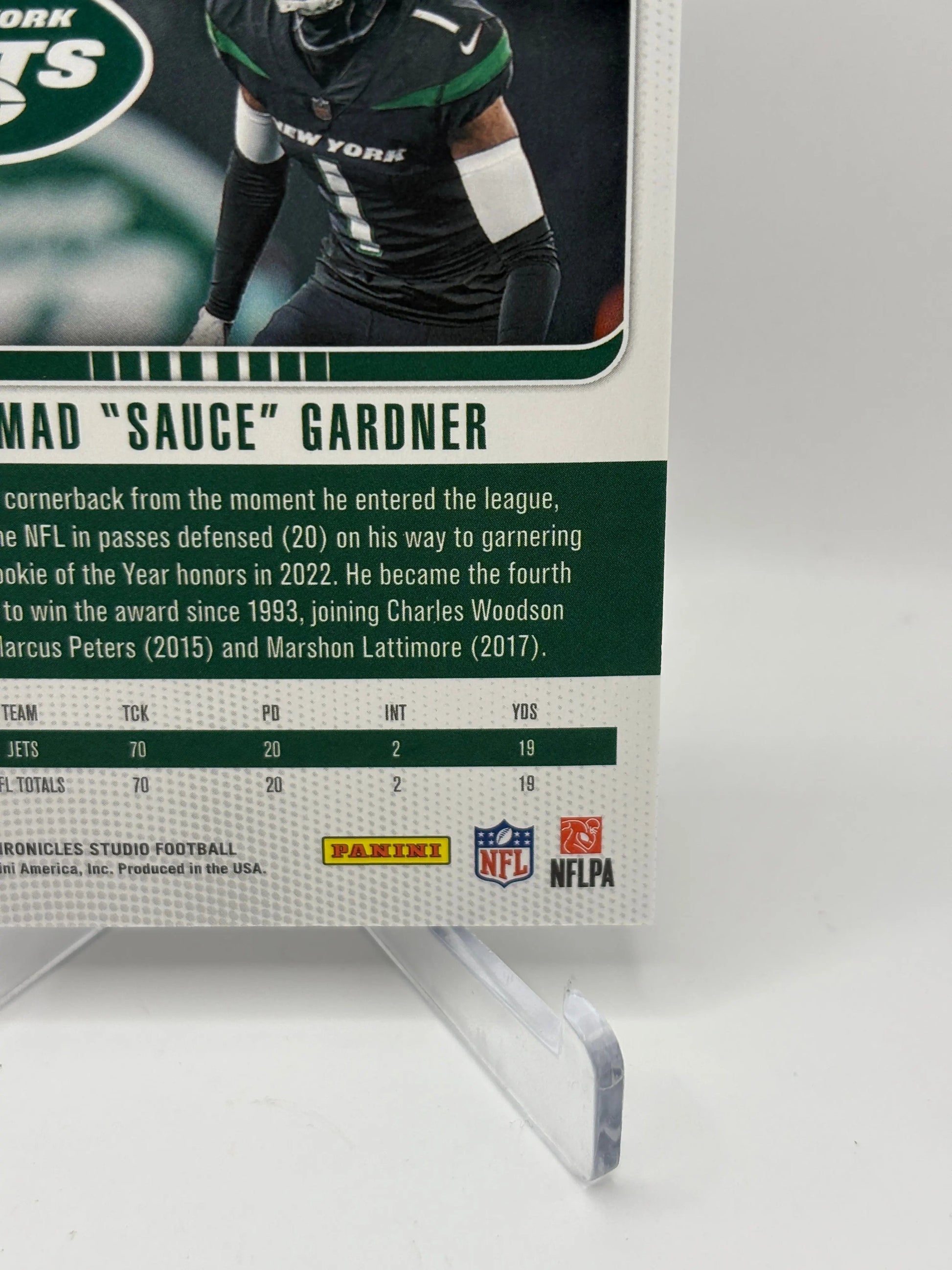 2022 Panini Chronicles Studio Football #STU-33 Ahmad “Sauce” Gardner /149 FRENLY BRICKS - Open 7 Days