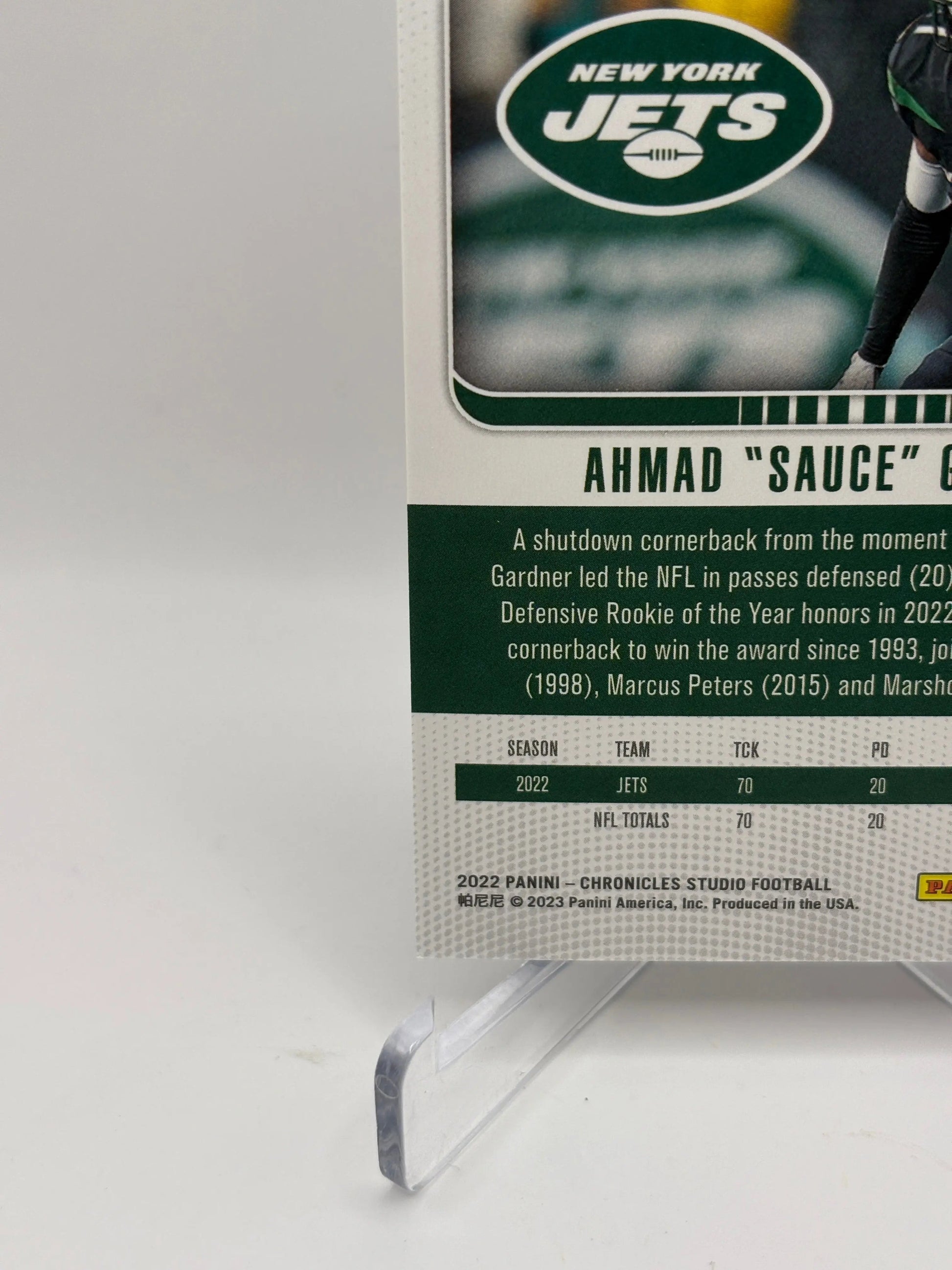 2022 Panini Chronicles Studio Football #STU-33 Ahmad “Sauce” Gardner /149 FRENLY BRICKS - Open 7 Days