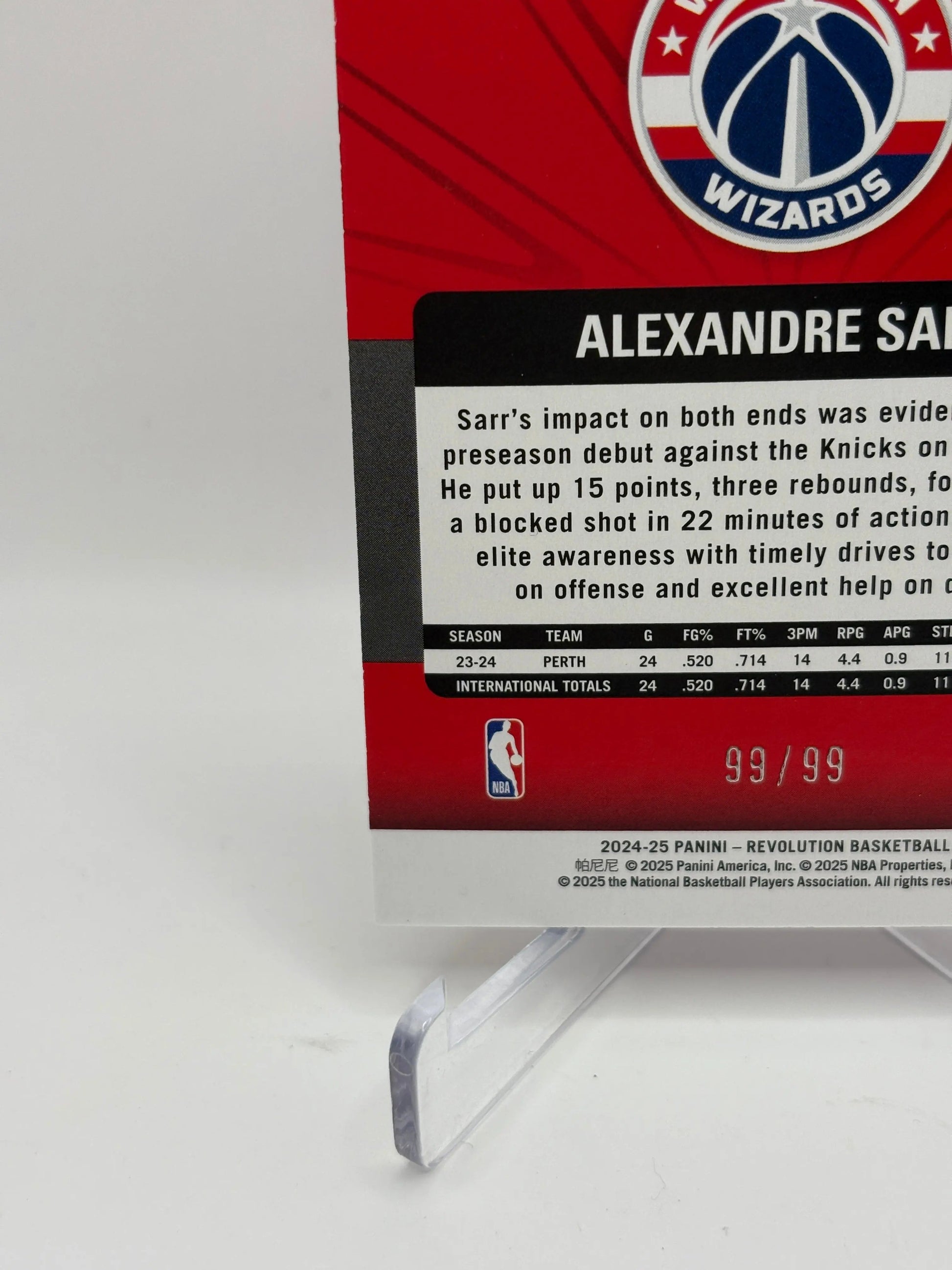 2024-25 Panini Revolution Basketball #106 Alexandre Sarr 99/99 Rookie Cosmic FRENLY BRICKS - Open 7 Days