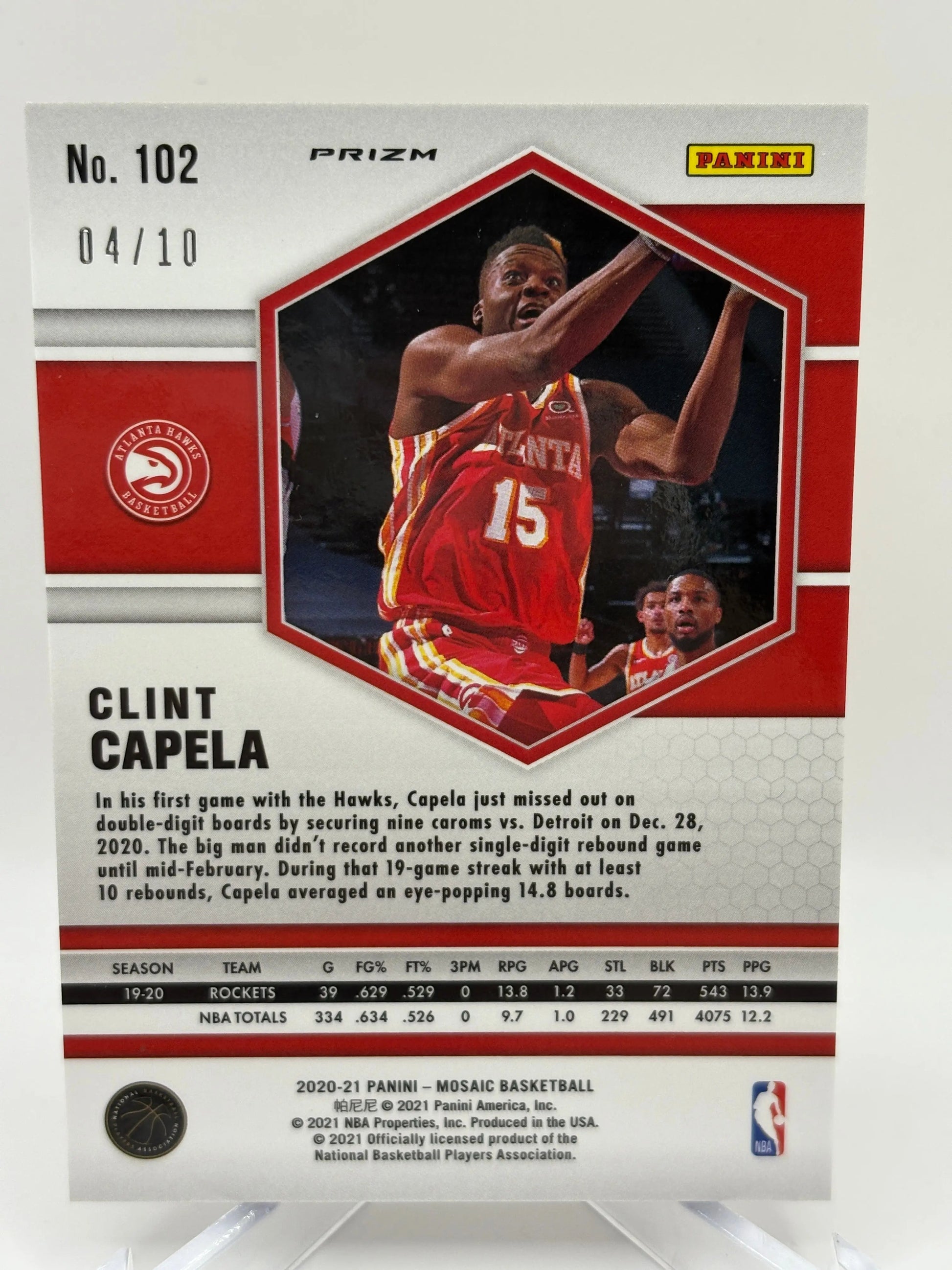 2020-21 Panini Mosaic Basketball #102 Clint Capela 04/10 Gold Prizm FRENLY BRICKS - Open 7 Days