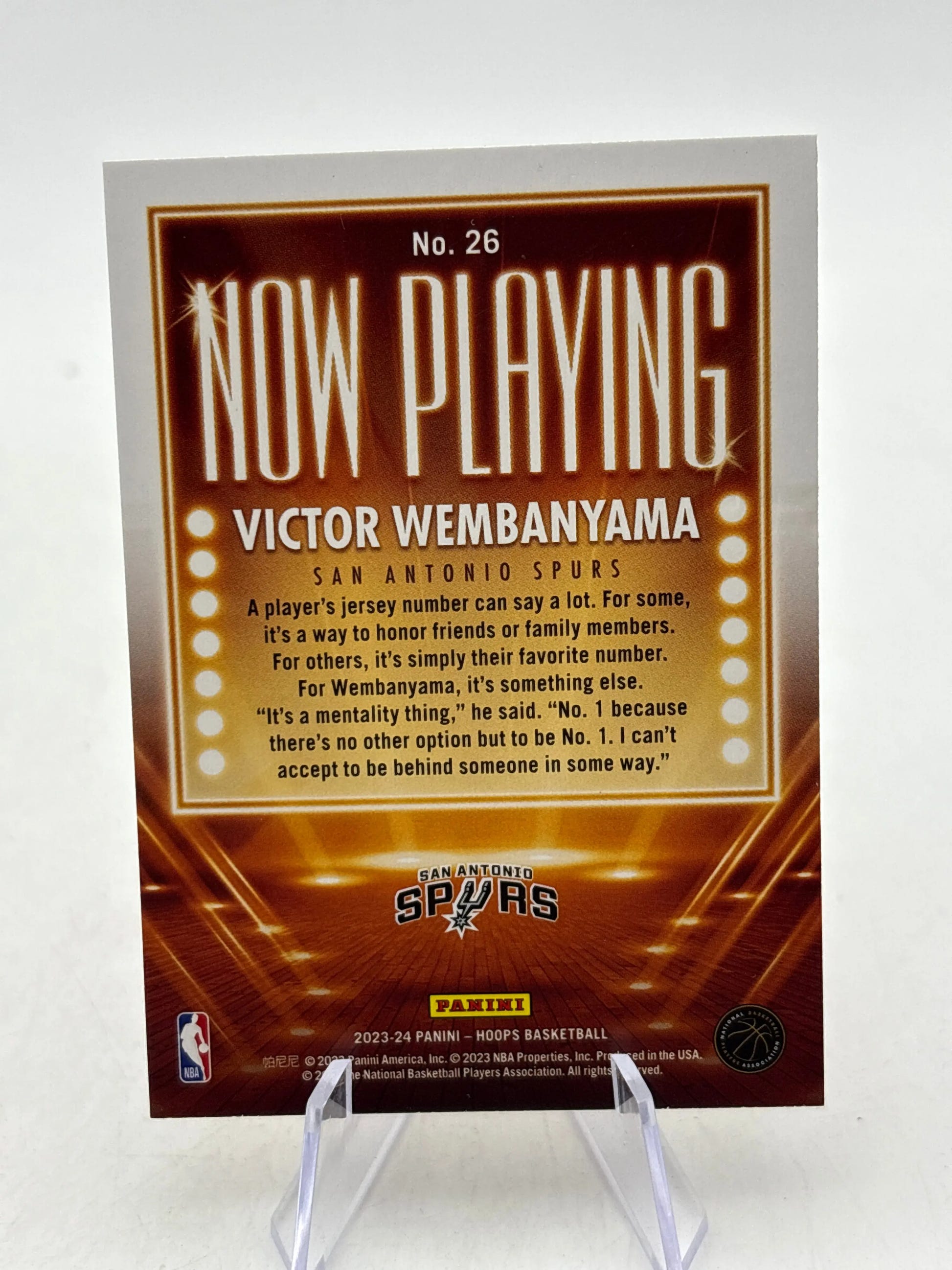 2023-24 Panini Hoops Basketball - #26 Victor Wembanyama Now Playing Rookie Card FRENLY BRICKS - Open 7 Days image 2