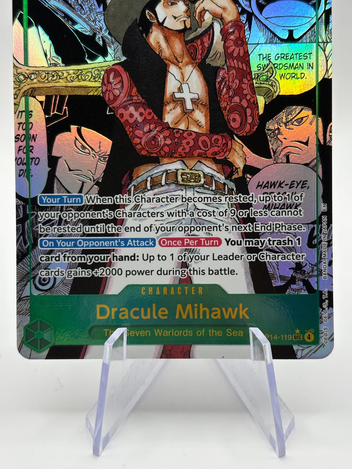 One Piece TCG OP14 - Dracule Mihawk OP14-119 SEC* Alternate Art Manga NM / M FRENLY BRICKS - Open 7 Days image 3