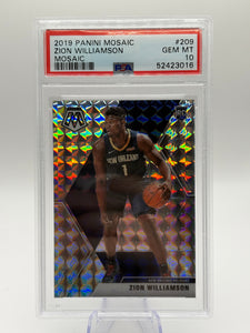 2019 Panini Mosaic Zion Williamson ROOKIE CARD #209 PSA 10 GEM MINT