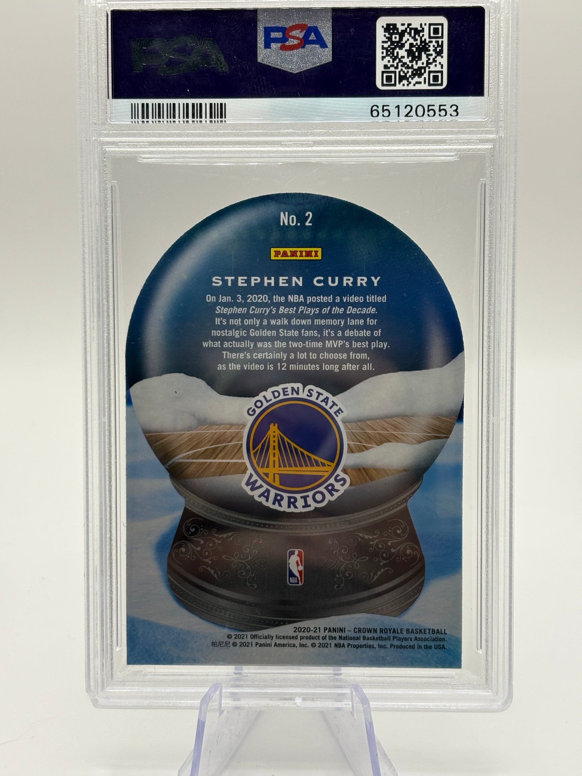2020-21 Panini Crown Royale Stephen Curry Sno Globe Asia Red #2 Warriors PSA 9 FRENLY BRICKS - Open 7 Days image 2