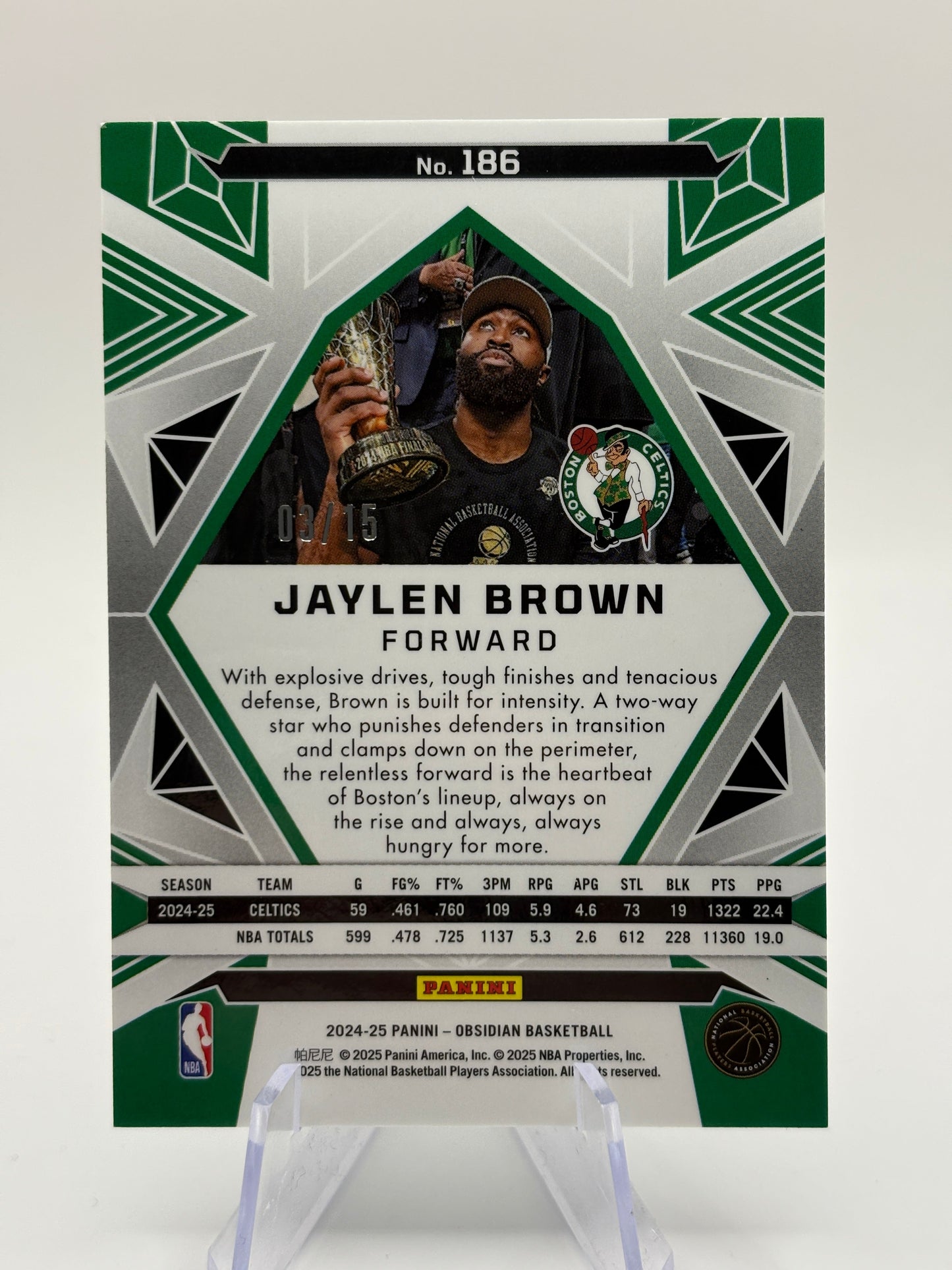 2024-25 Obsidian Jaylen Brown Electric Etch Hot Springs 3/15 Celtics FRENLY BRICKS - Open 7 Days