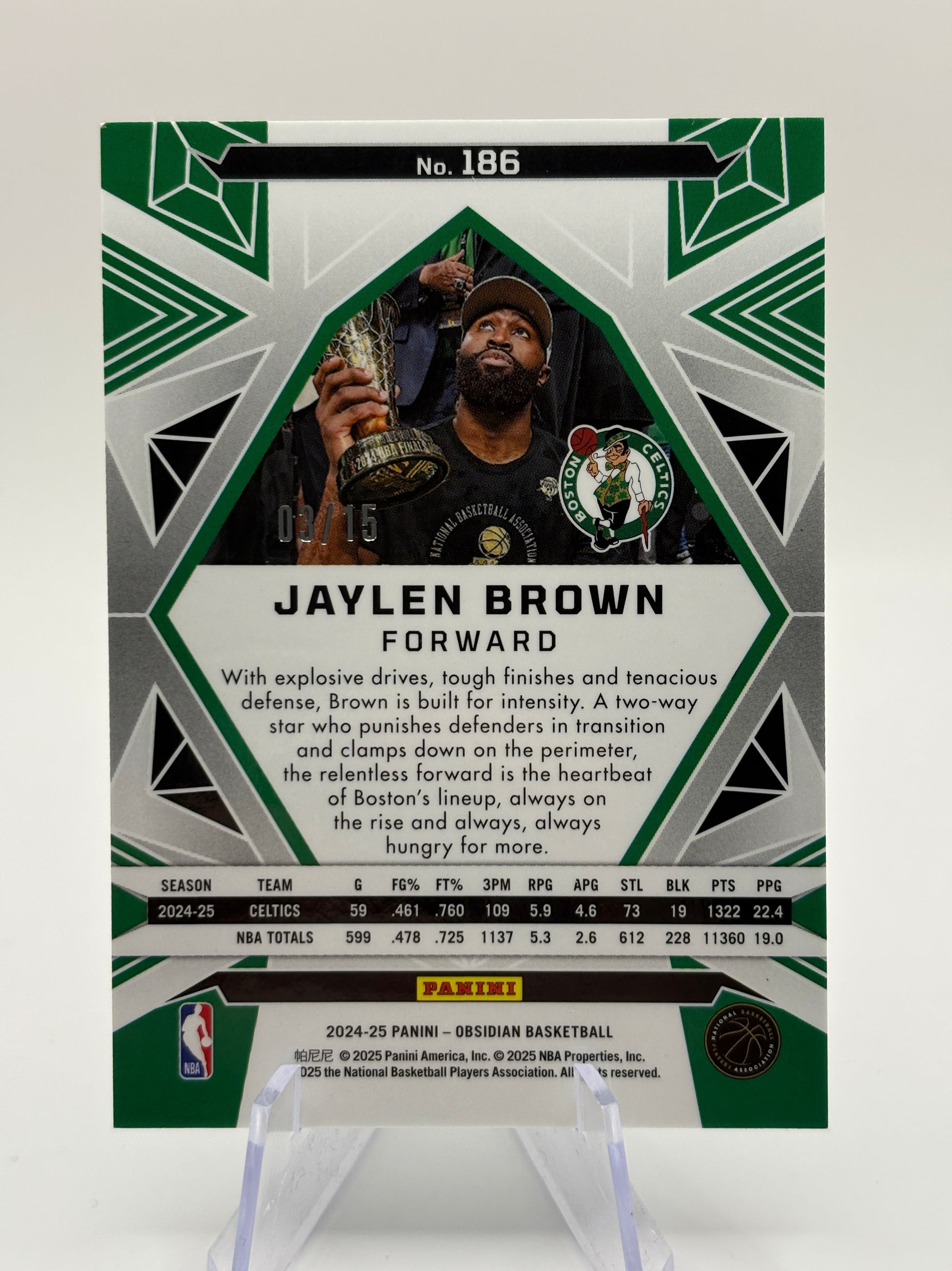 2024-25 Obsidian Jaylen Brown Electric Etch Hot Springs 3/15 Celtics FRENLY BRICKS - Open 7 Days