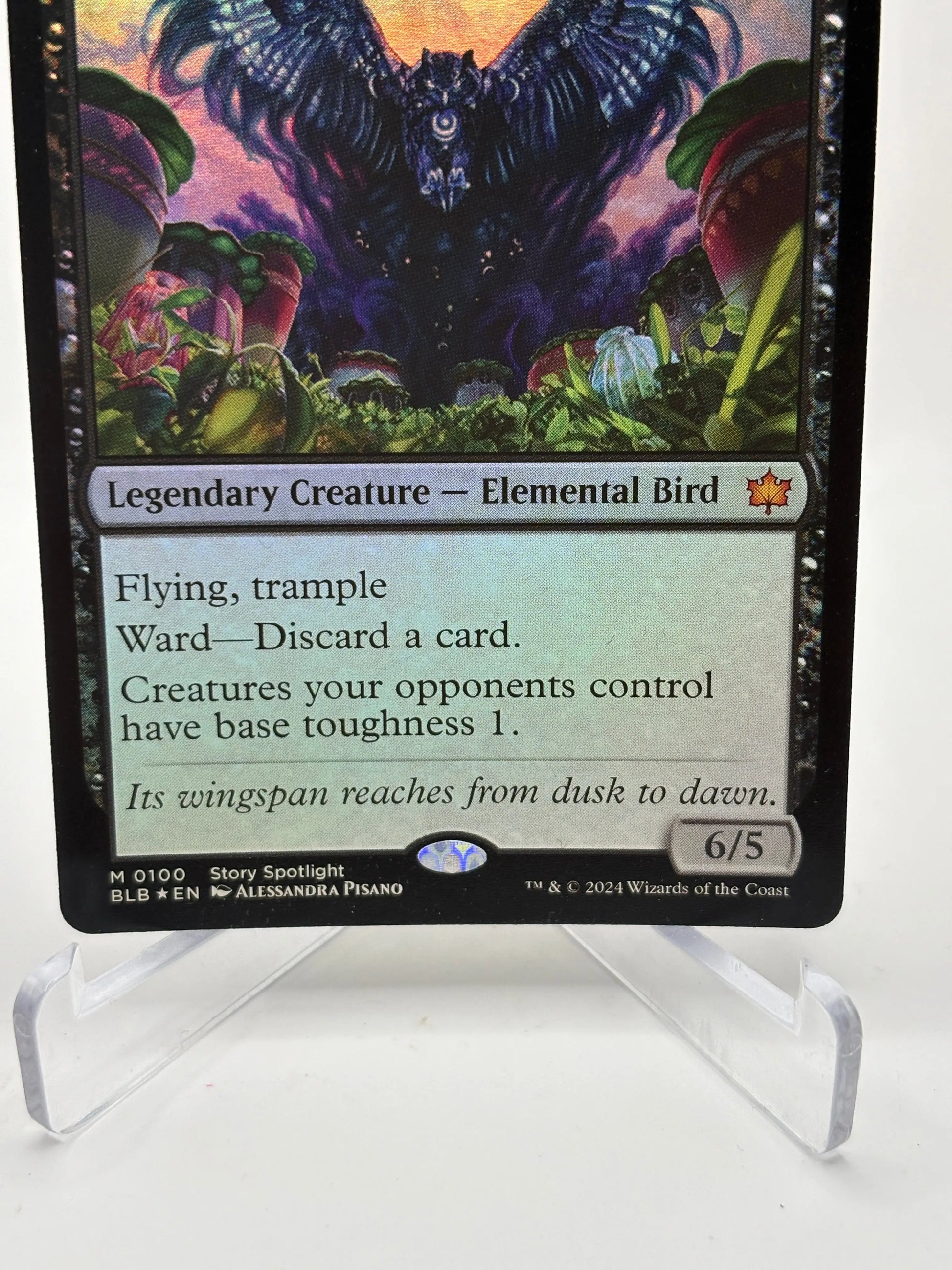 Magic The Gathering - Maha, Its Feathers Night Foil Mythic #0100 BLB Bloomburrow LP FRENLY BRICKS - Open 7 Days