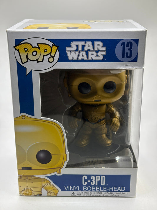 Funko POP! Star Wars #13 C-3PO Vinyl Bobble Head 2012 Big Text FRENLY BRICKS - Open 7 Days