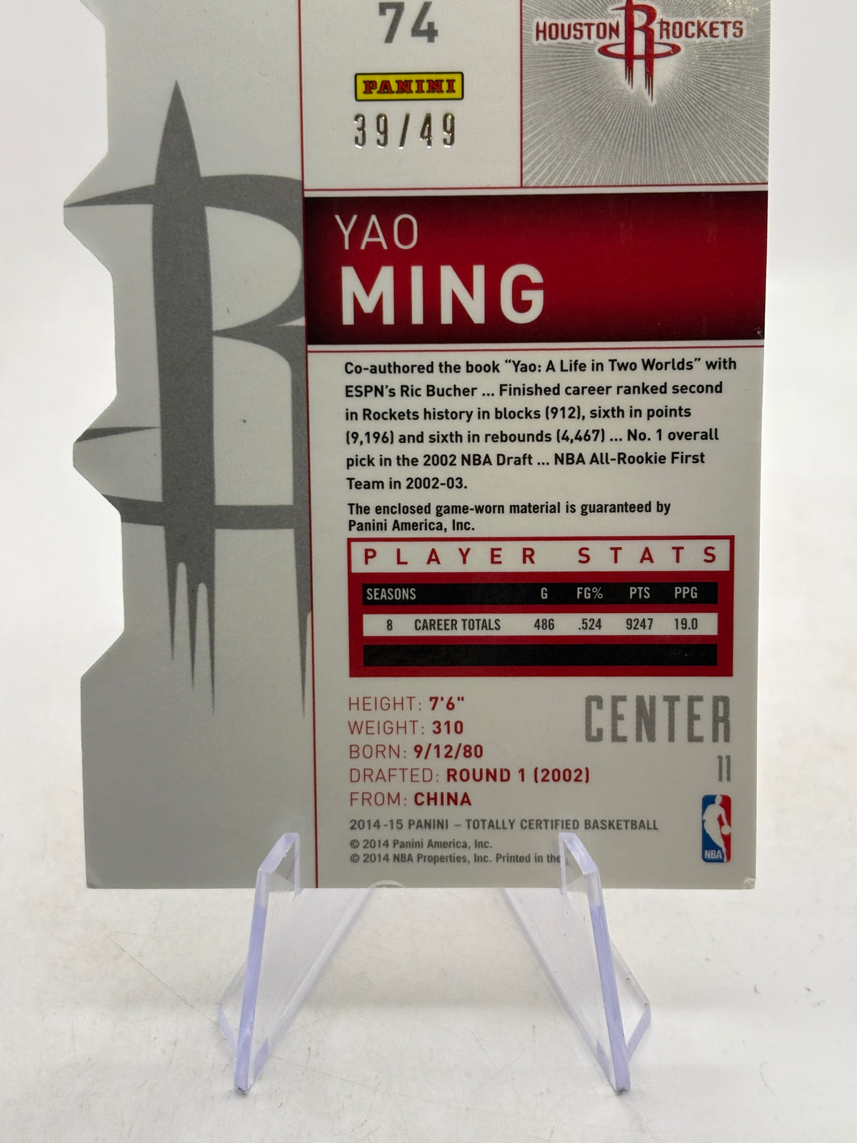 2014-15 Panini Totally Certified Basketball #74 Yao Ming /49 image 4
