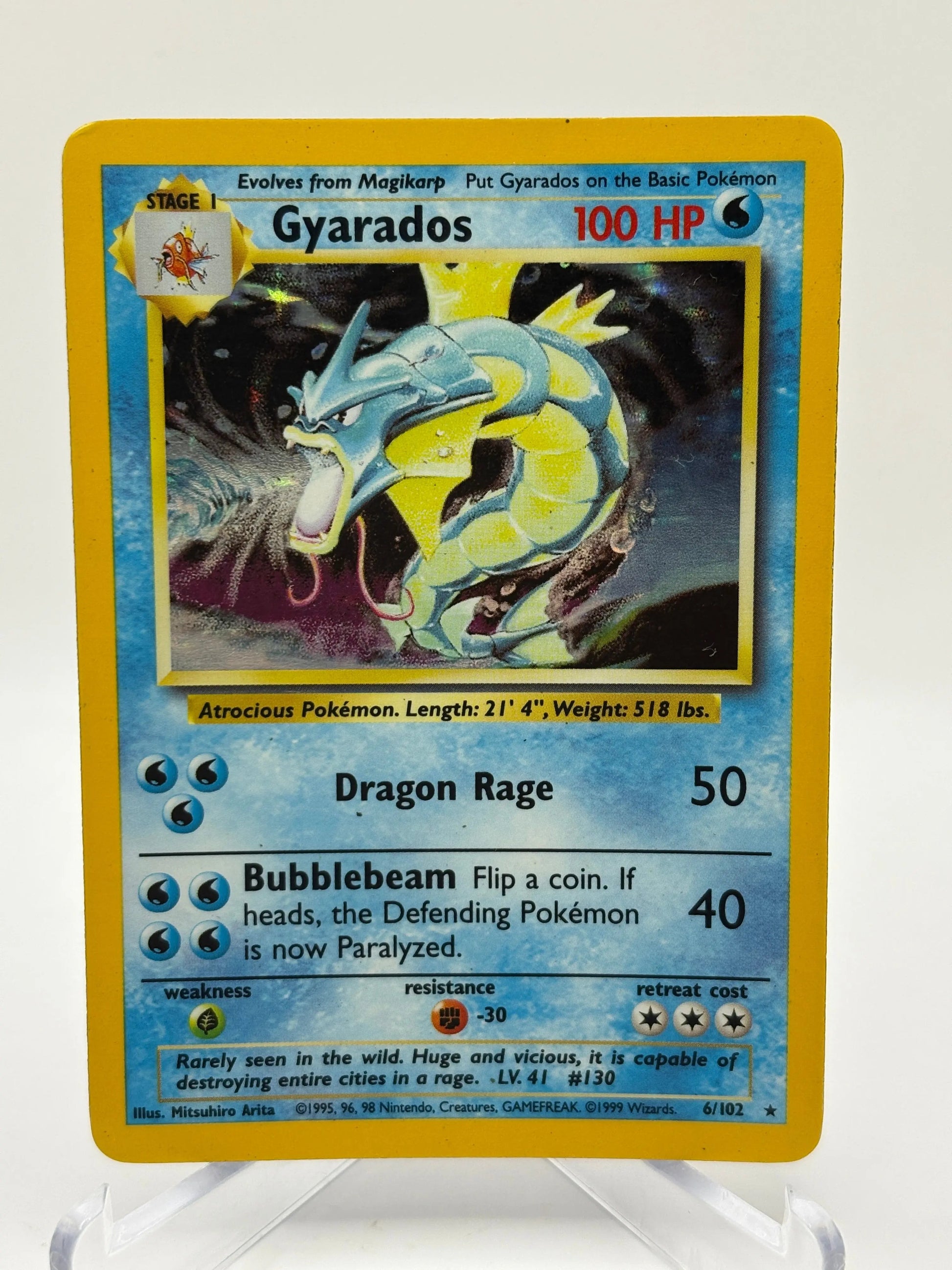 Pokemon Base Set 1999 - Gyarados 6/102 Holo MP FRENLY BRICKS - Open 7 Days