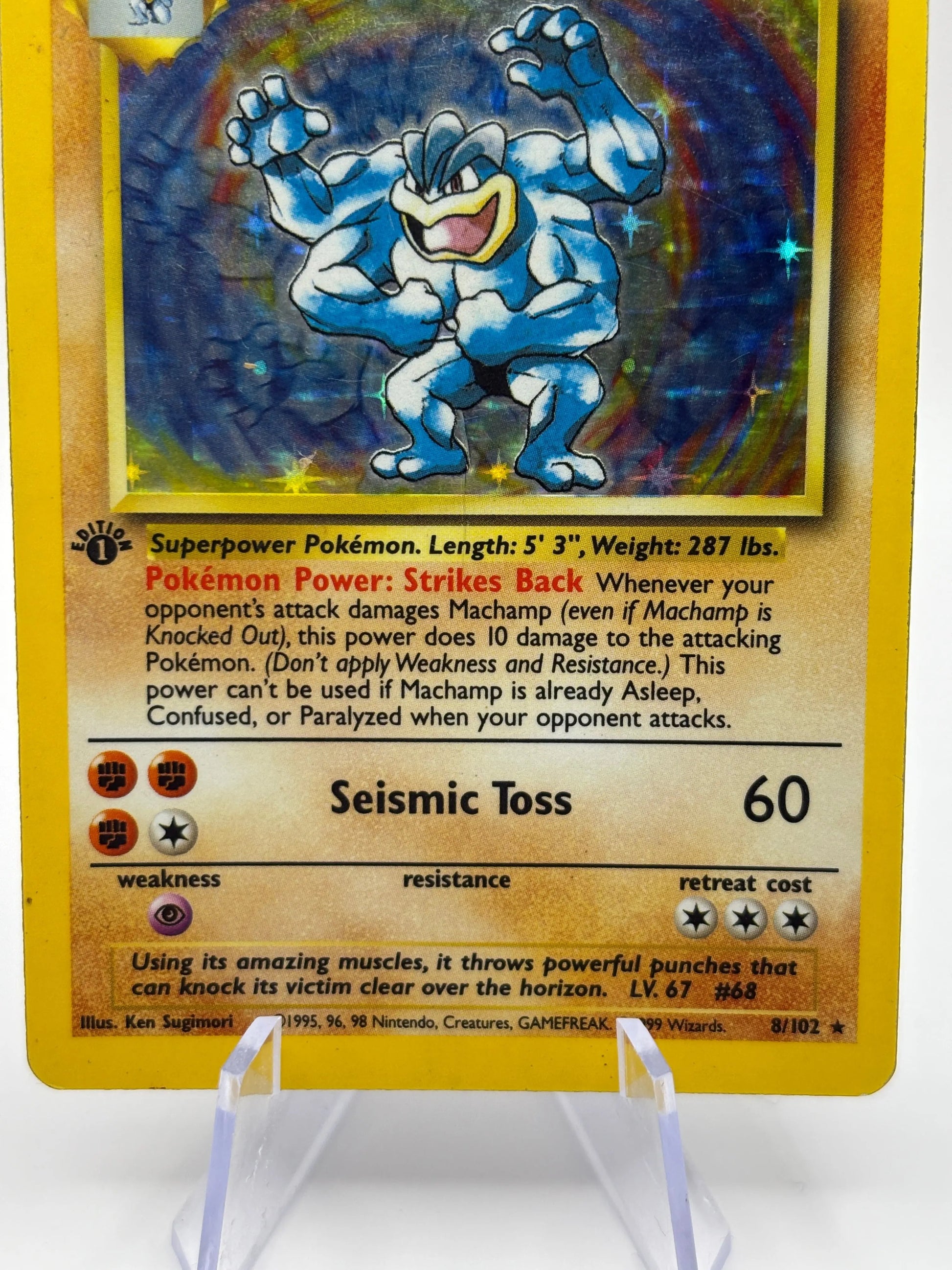 Pokemon TCG Base Set 1st Edition - Machamp 8/102 Rare Holo Heavily Played FRENLY BRICKS - Open 7 Days