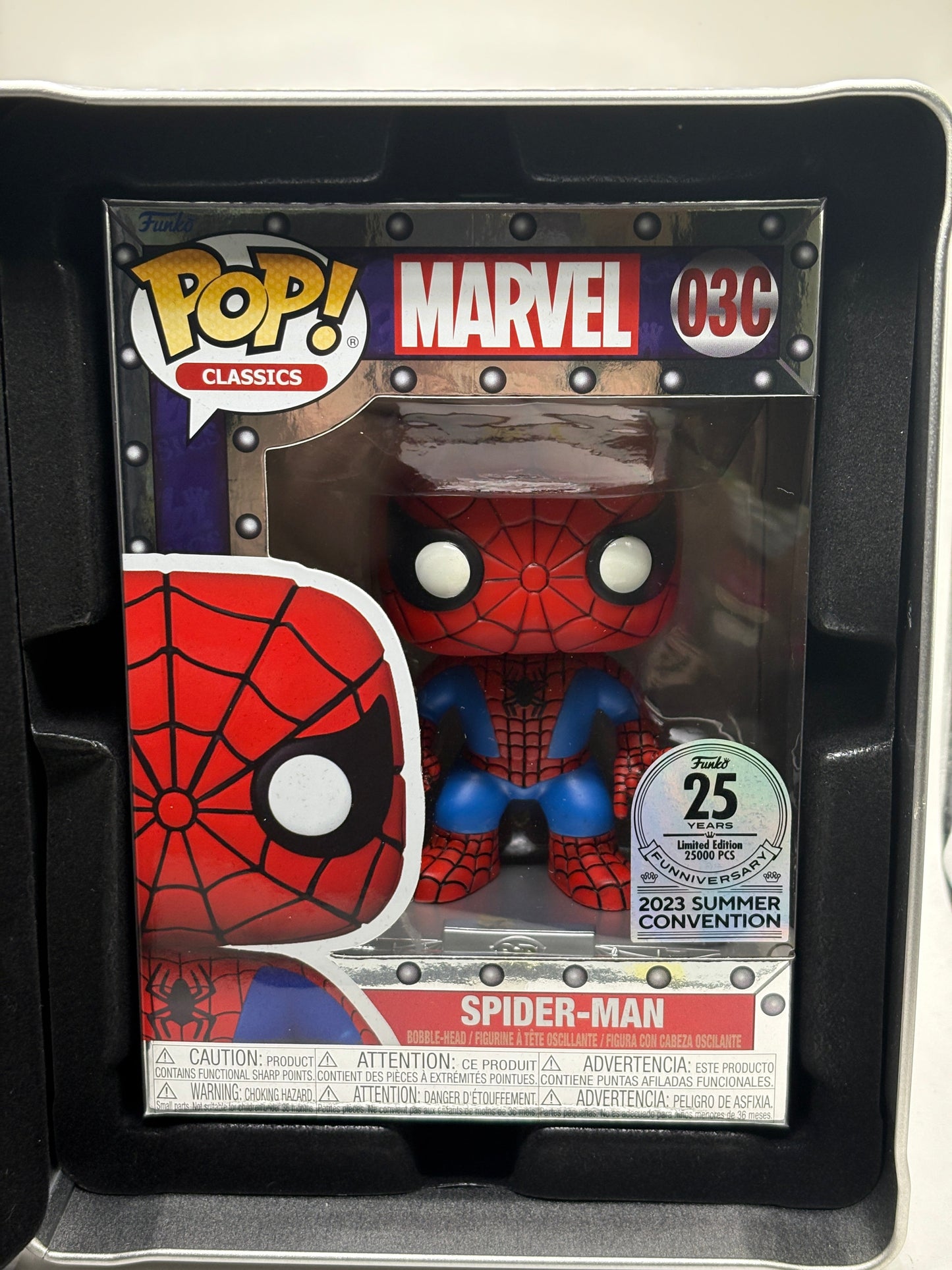 Funko Pop! Spider-Man #03C Exclusive 25th Vault Metal Tin Case Pin Coin Gift Set FRENLY BRICKS - Open 7 Days