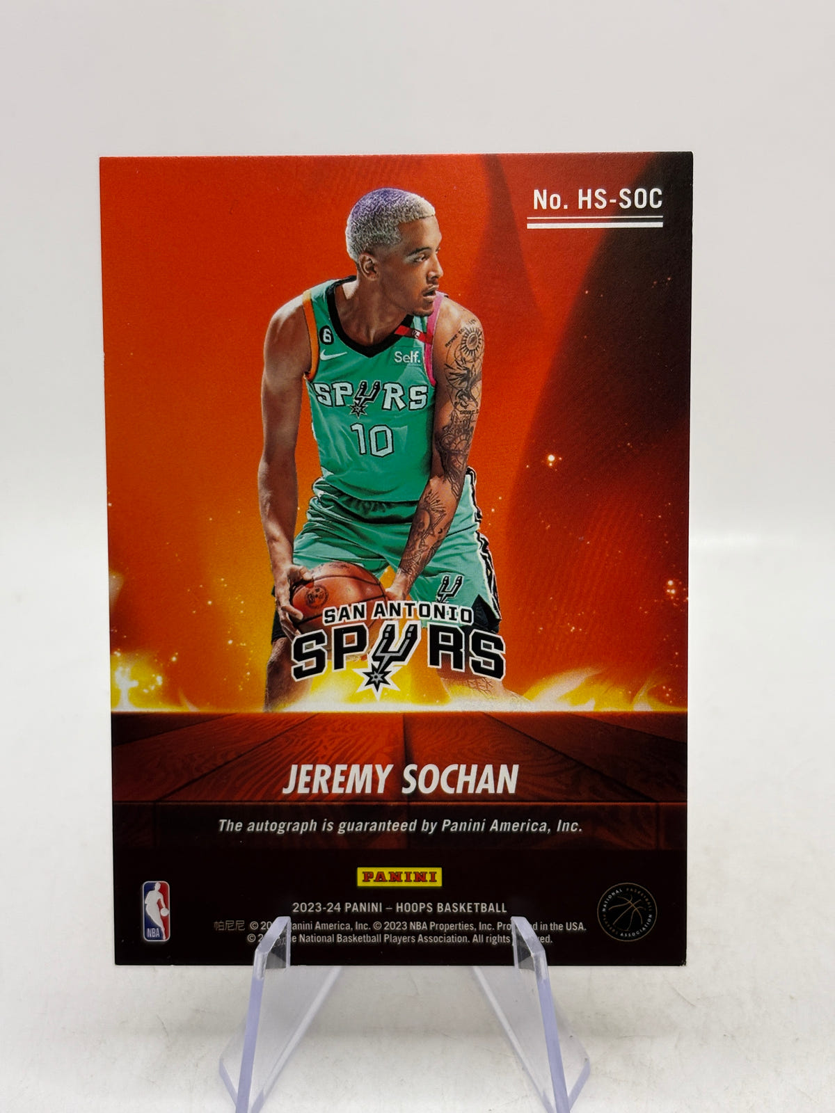 2023-24 Panini Hoops Hot Signatures #HS-SOC Jeremy Sochan 01/25 Auto image 2