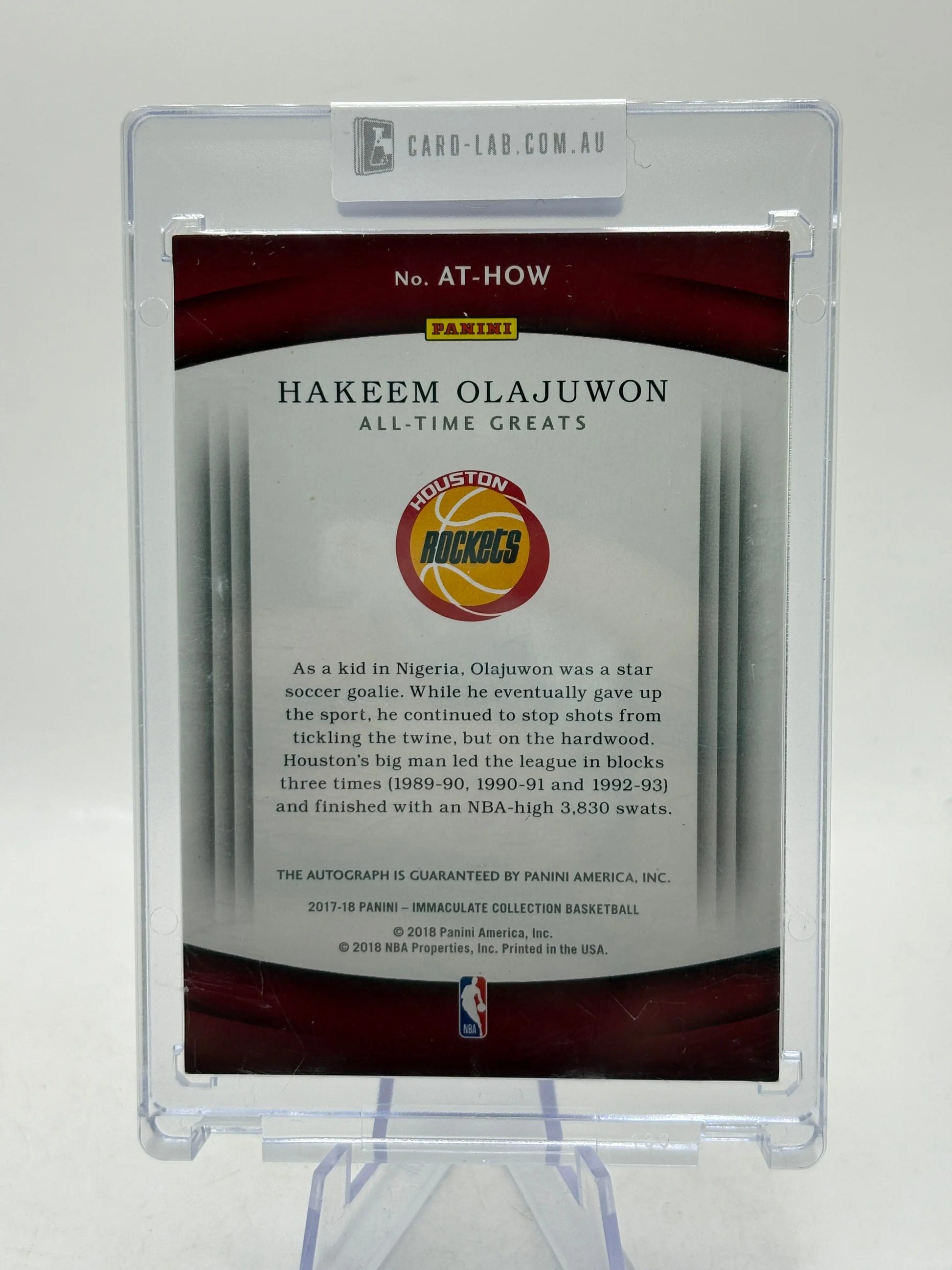 2017-18 Panini Immaculate Collection Hakeem Olajuwon All-Time Greats Auto /49 FRENLY BRICKS - Open 7 Days image 2