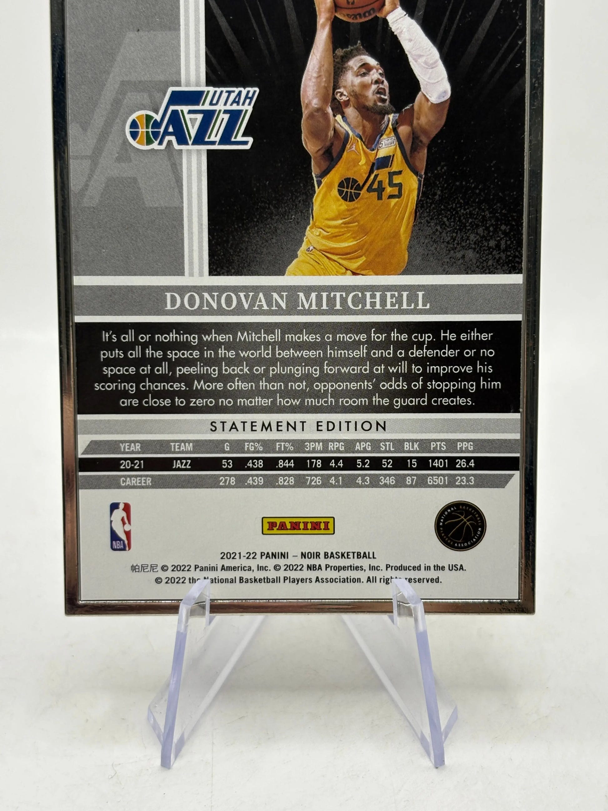 Donovan Mitchell 2021-22 Panini Noir Statement Edition Holo Silver /25 #205 FRENLY BRICKS - Open 7 Days image 4