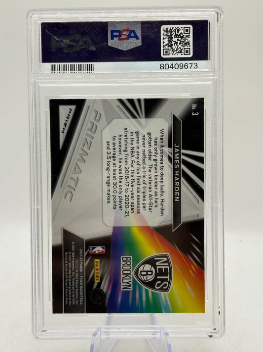 2021-22 Prizm #3 James Harden Prizmatic Fast Break Gem Mint PSA 10 FRENLY BRICKS - Open 7 Days