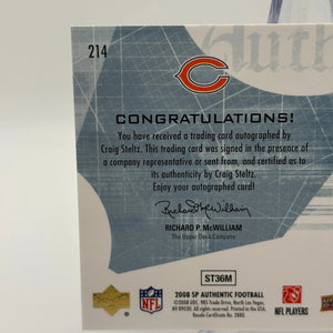 2008 SP Authentic Football #214 Craig Steltz Auto /1199 Rookie On Card FRENLY BRICKS - Open 7 Days