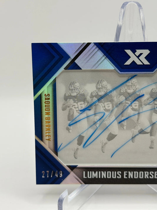 2018 Panini XR Football Saquon Barkley Auto /49 #LE-2 Luminous Endorsements FRENLY BRICKS - Open 7 Days