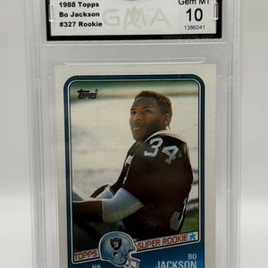 1988 Topps NFL #327 Bo Jackson Rookie Raiders GMA 10 Gem Mint FRENLY BRICKS - Open 7 Days