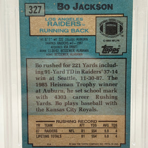 1988 Topps NFL #327 Bo Jackson Rookie Raiders GMA 10 Gem Mint FRENLY BRICKS - Open 7 Days