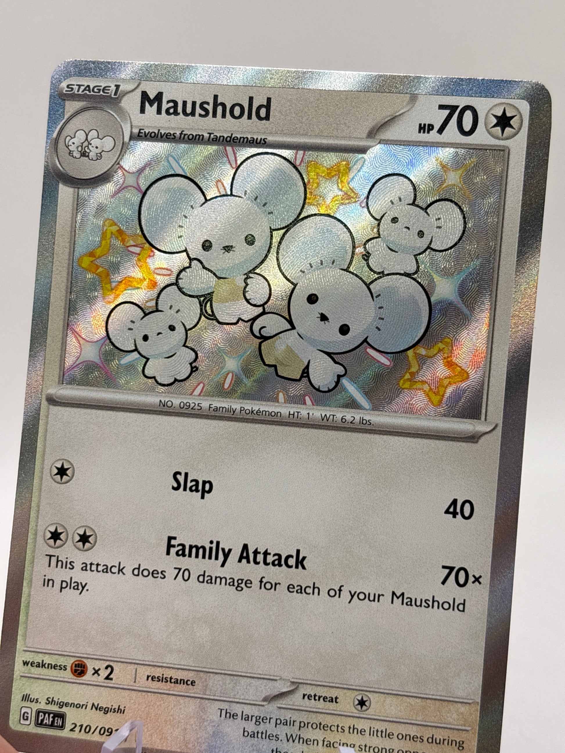 Pokemon TCG Paldean Fates - Maushold 210/091 Shiny Secret Rare Nm FRENLY BRICKS - Open 7 Days