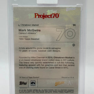 2021 Topps Project70 #98 1994 Topps Baseball Mark McGwire by Chinatown Market FRENLY BRICKS - Open 7 Days
