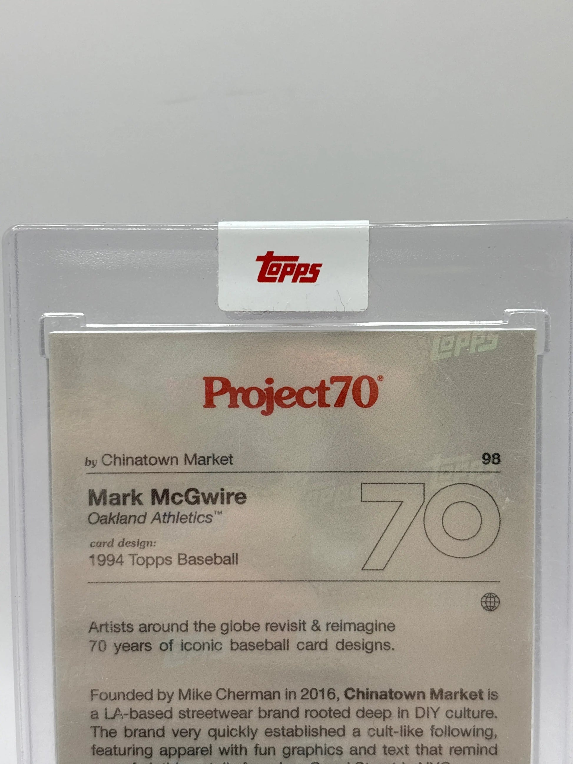 2021 Topps Project70 #98 1994 Topps Baseball Mark McGwire by Chinatown Market FRENLY BRICKS - Open 7 Days