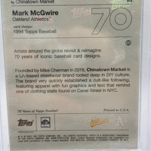 2021 Topps Project70 #98 1994 Topps Baseball Mark McGwire by Chinatown Market FRENLY BRICKS - Open 7 Days