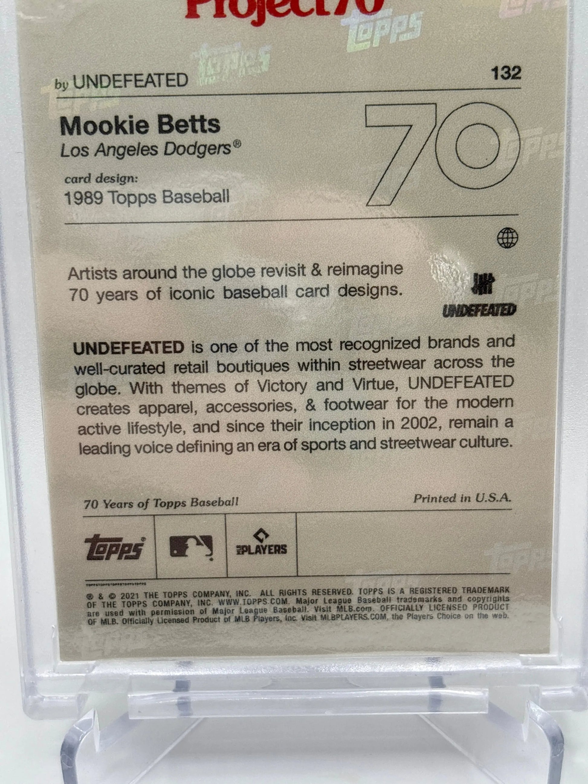 2021 Topps Project70 #132 1989 Topps Baseball Mookie Betts by Undefeated FRENLY BRICKS - Open 7 Days