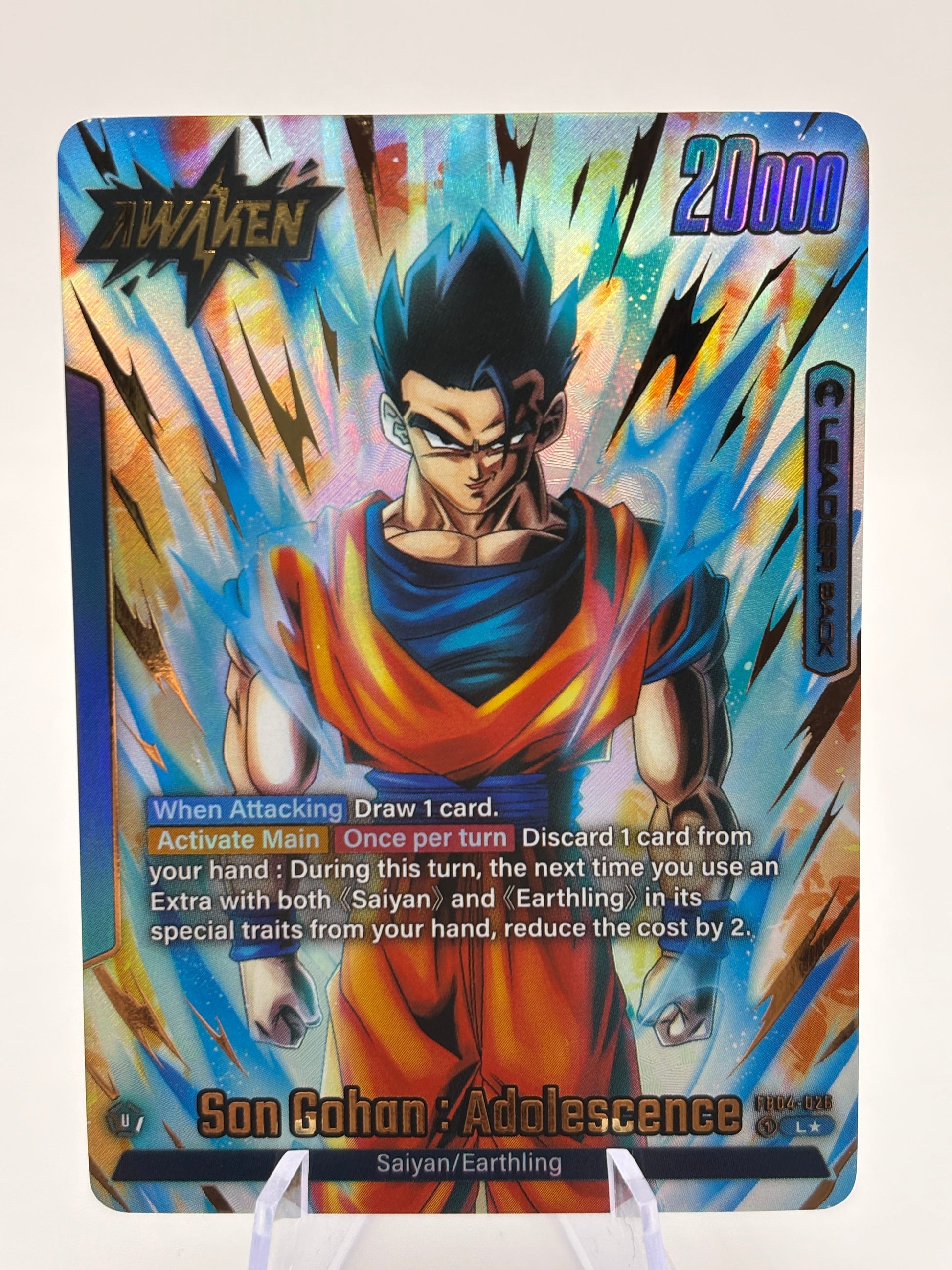 Dragon Ball Fusion World TCG - Son Gohan : Adolescence FB04-026 Leader Alt FRENLY BRICKS - Open 7 Days