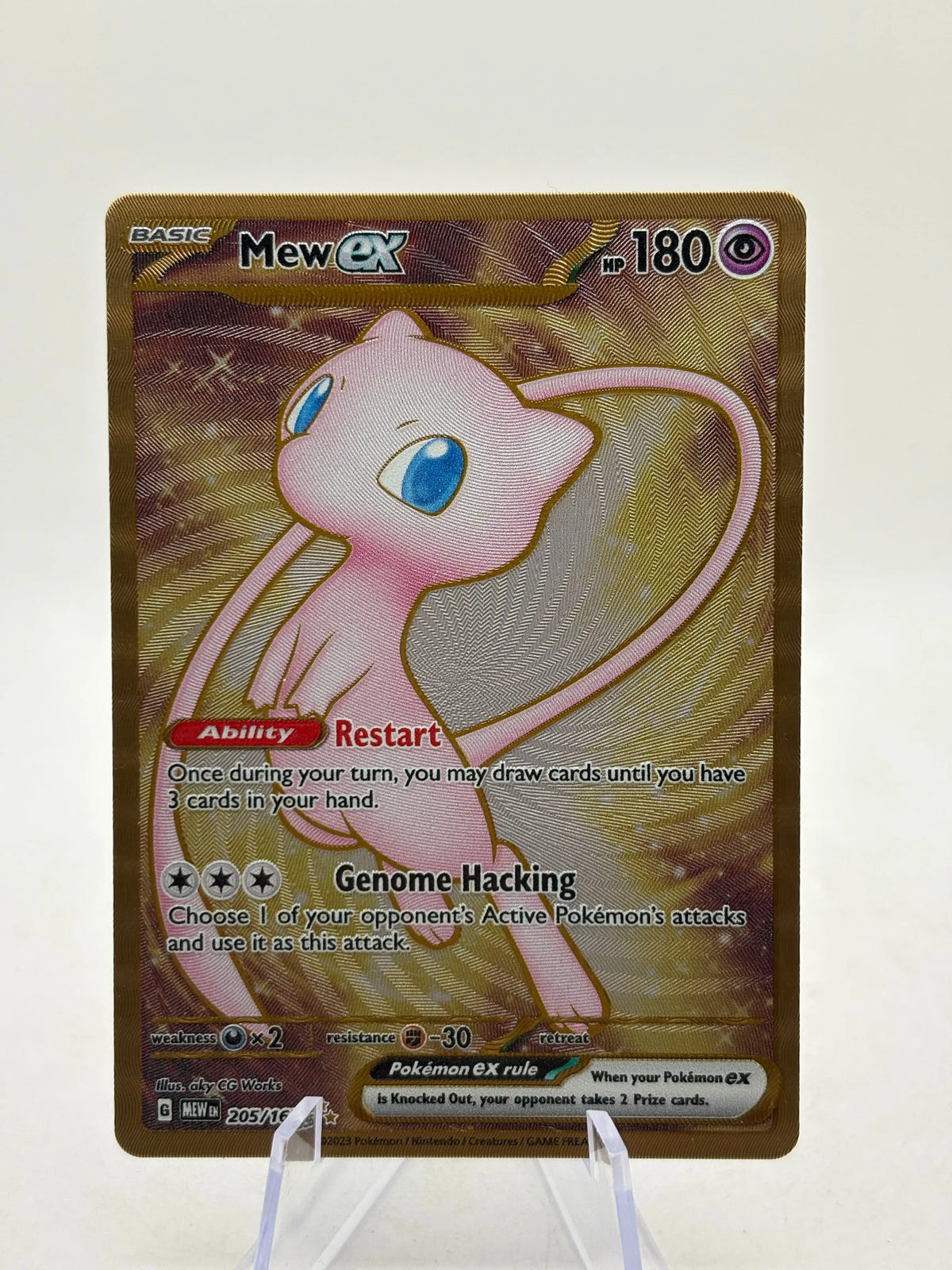 Pokemon TCG MEW 151 - Mew EX 205/165 Full Art Metal Gold Card FRENLY BRICKS - Open 7 Days image 1
